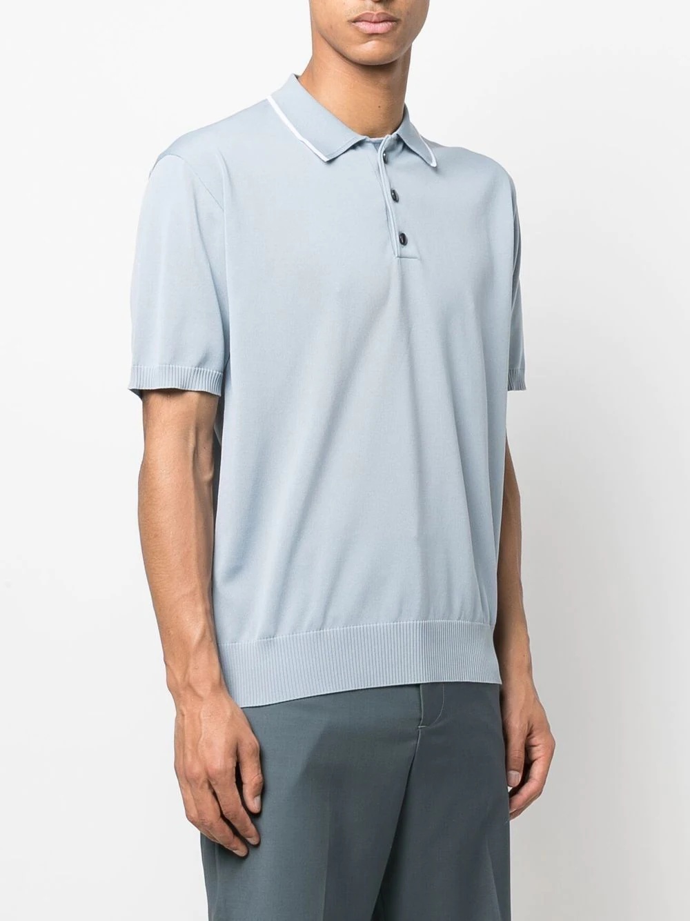 stripe-trim short-sleeve polo shirt - 3