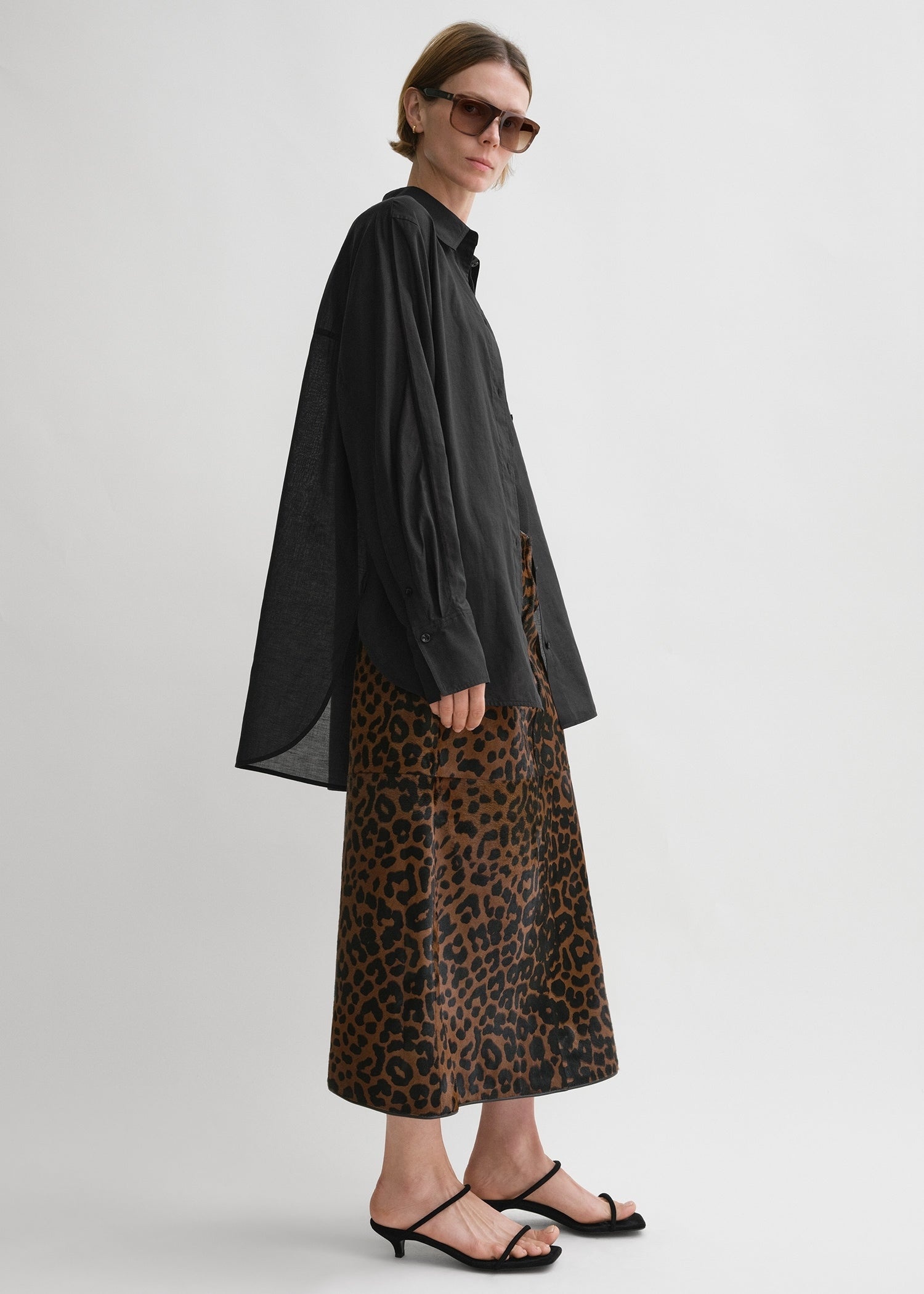 Kimono-sleeve cotton shirt black - 3