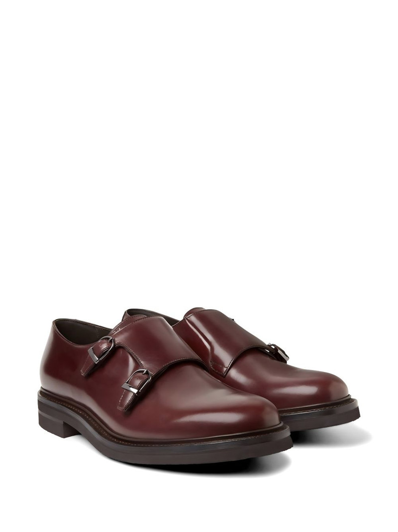 double-buckle leather monk shoes 1