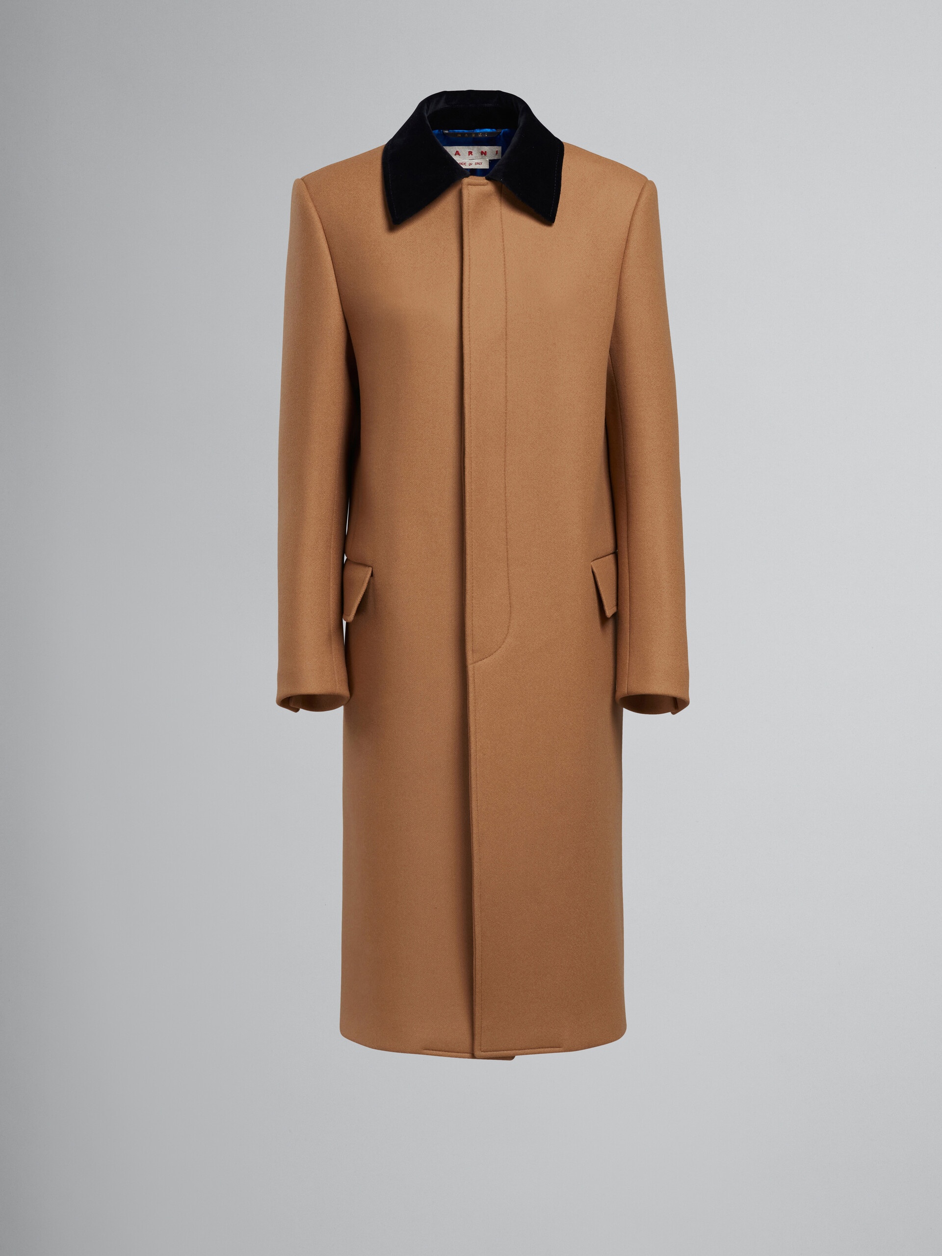 BROWN COAT WITH VELVET COLLAR - 1