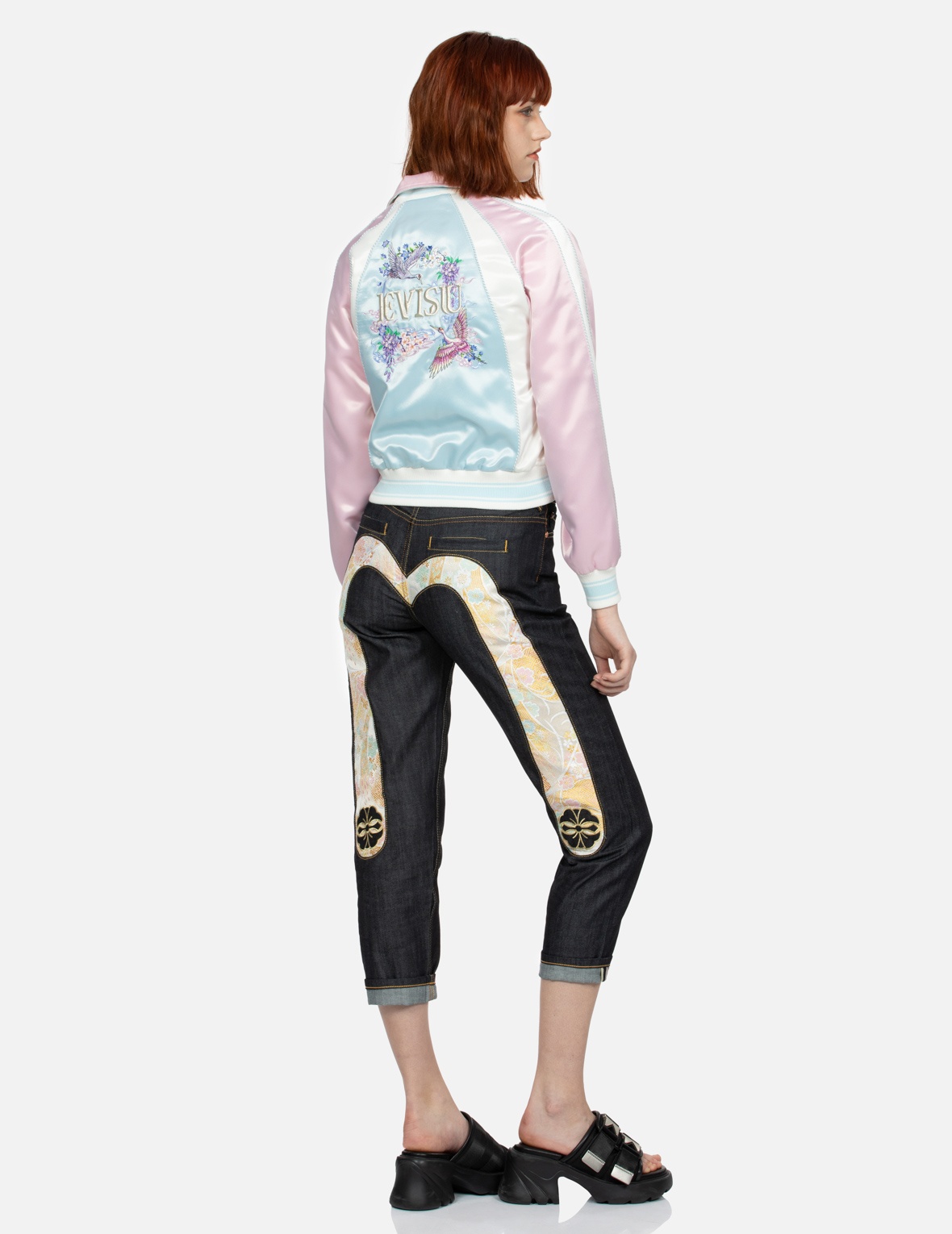 CRANES AND FLORAL EMBROIDERY FASHION FIT SOUVENIR JACKET - 3