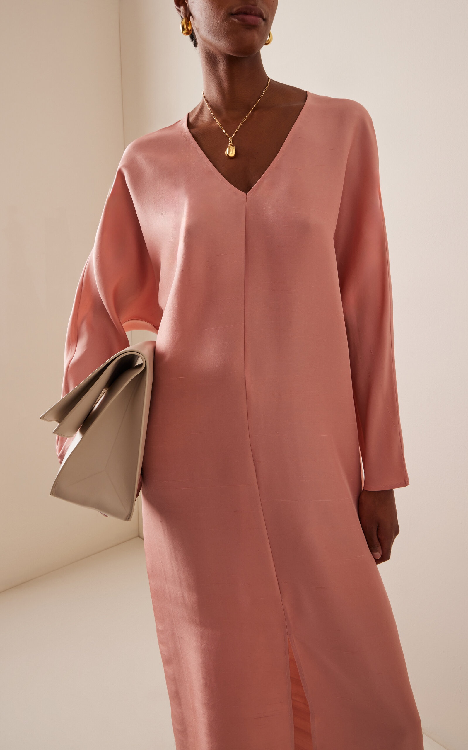 Lucine Structured Silk Maxi Dress light pink - 3