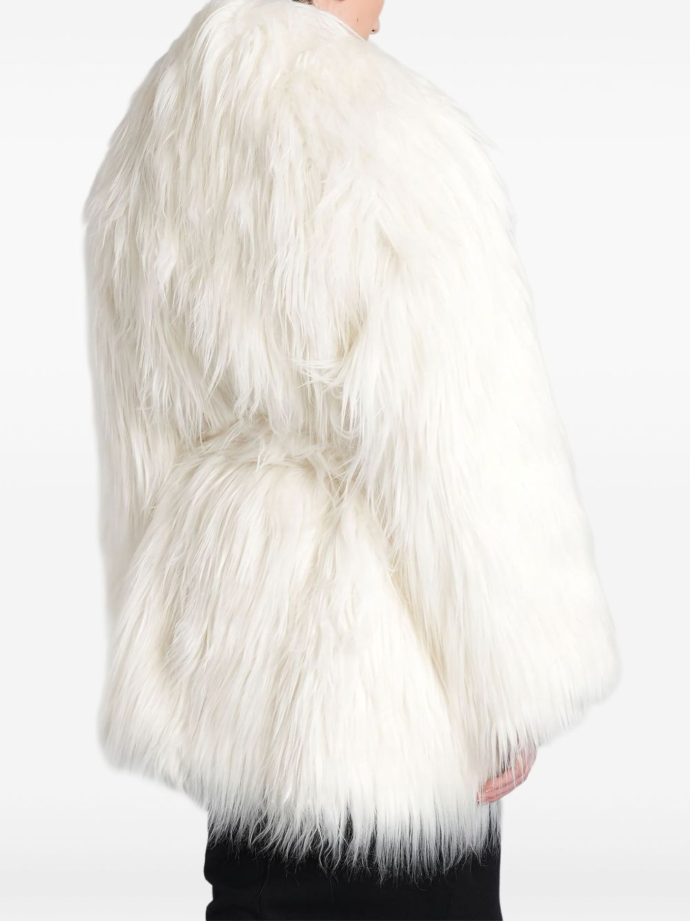 belted faux-fur coat - 4