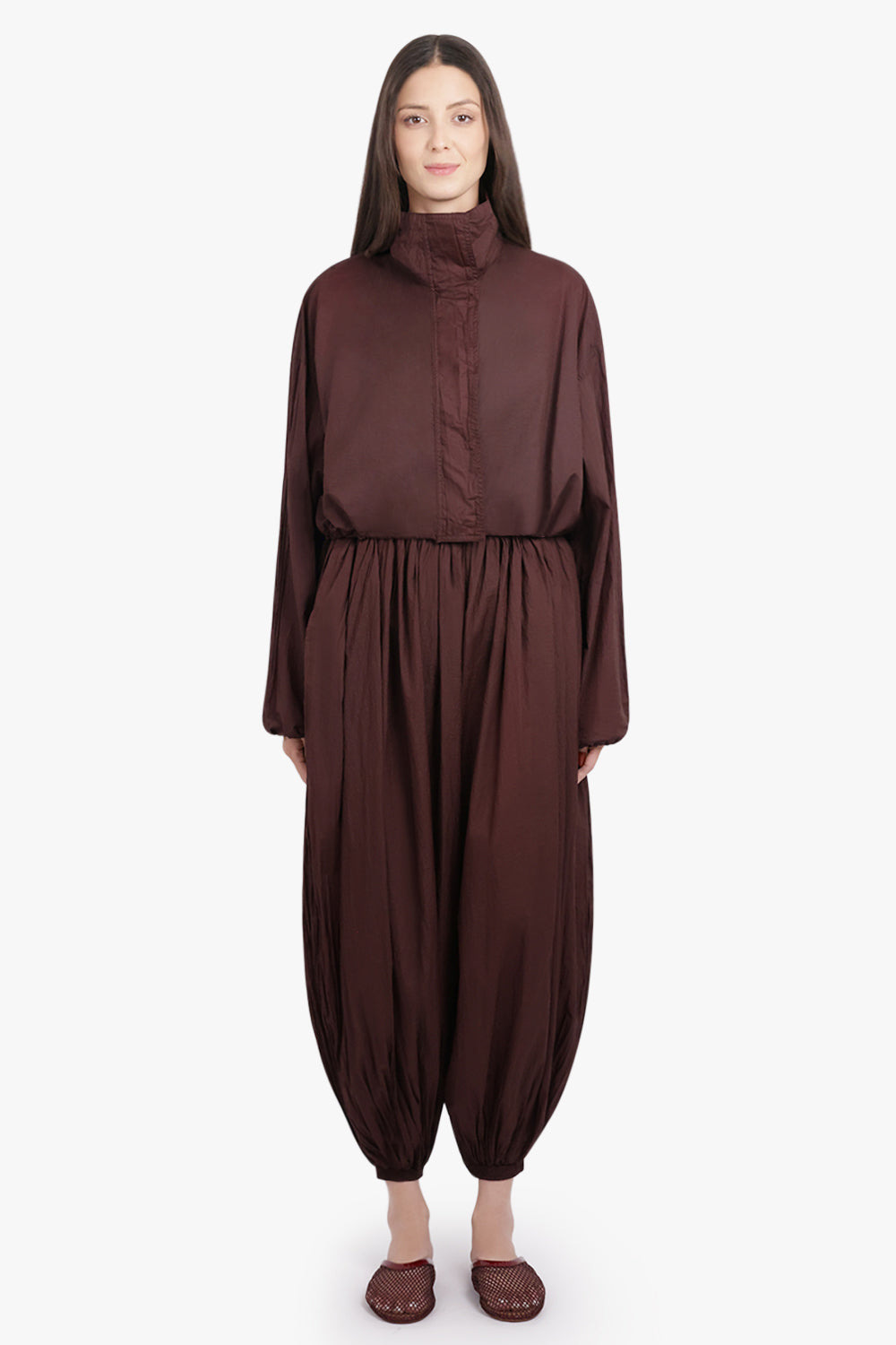 CROP HIGH NECK PARKA JACKET | AUBERGINE - 4