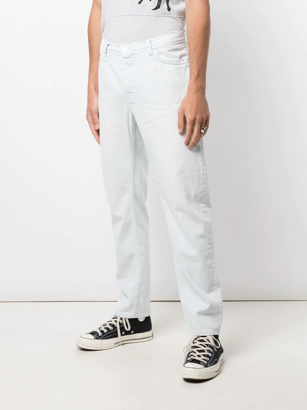 bleach-wash tapered-leg jeans - 3