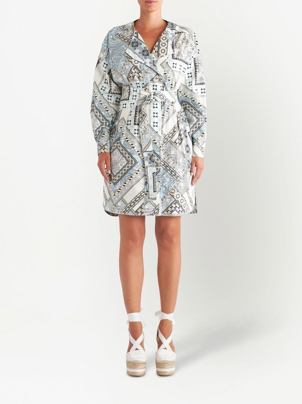 mix-print belted dress - 2