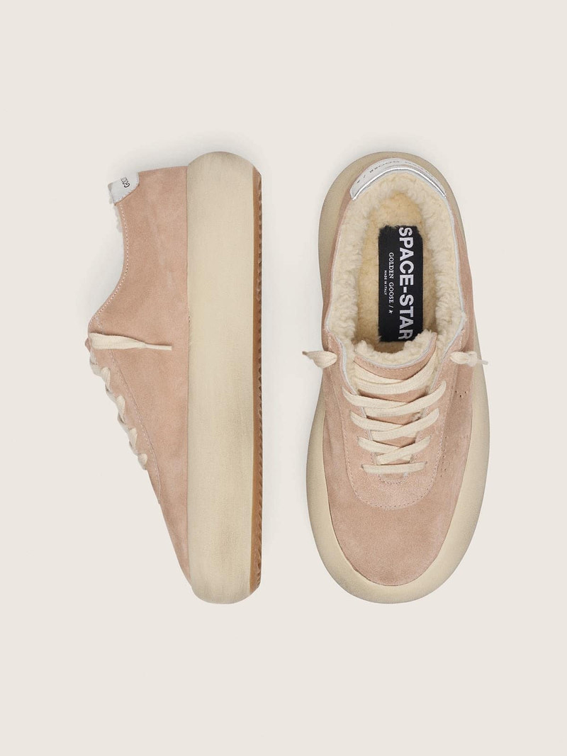 Women’s Space-Star in old rose suede with shearling lining 3