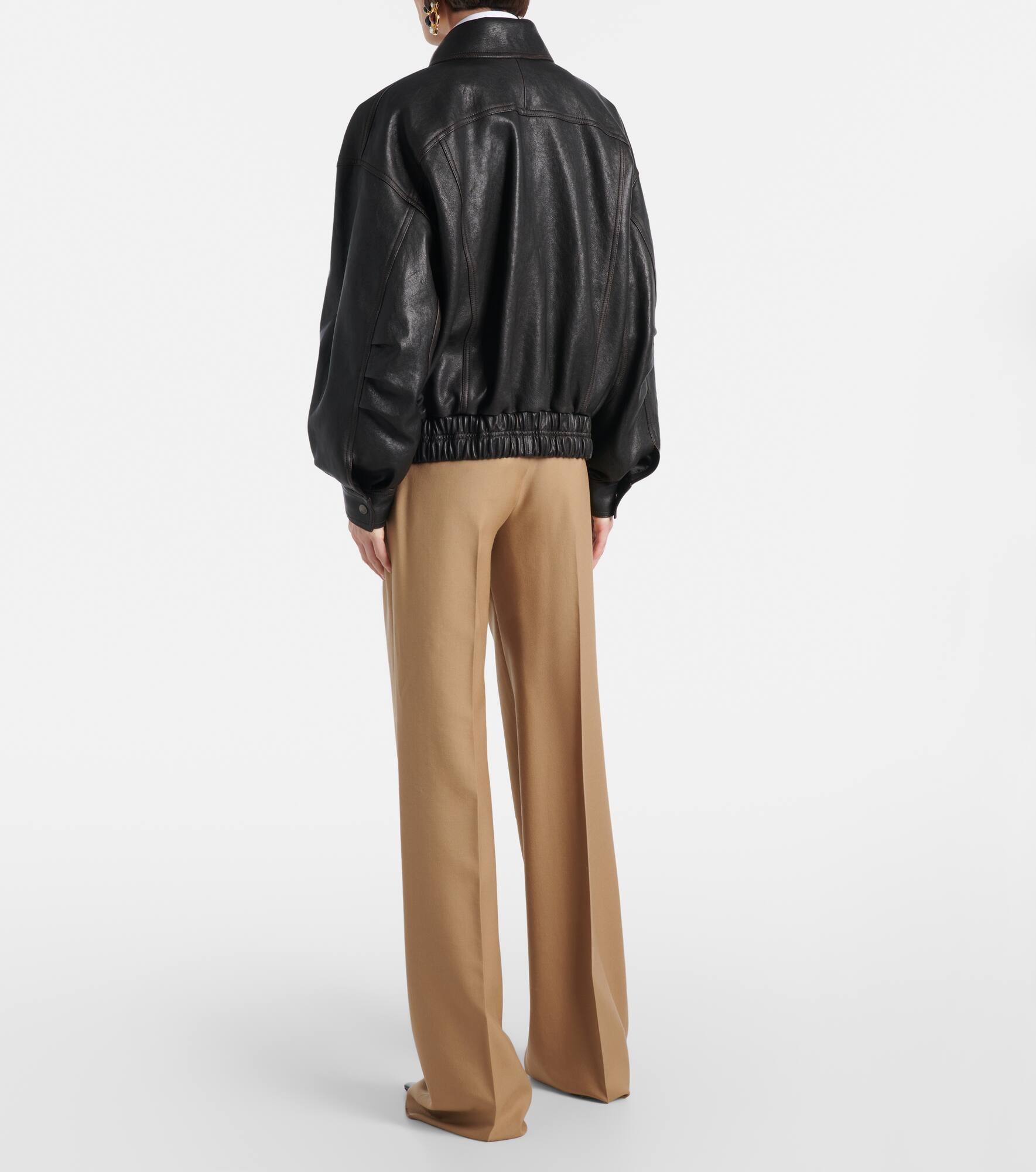 Leather bomber jacket - 3