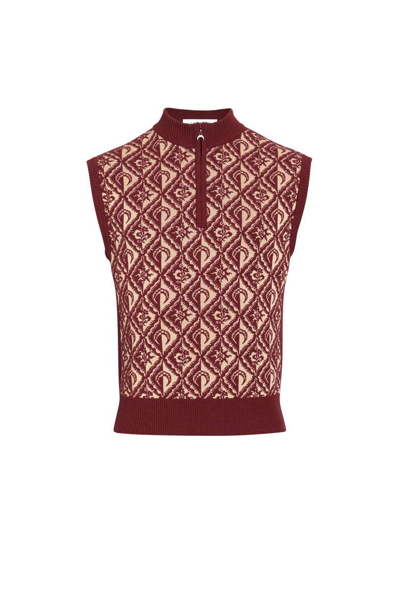 Moon Diamant Knit Jacquard Sleeveless Pullover 1