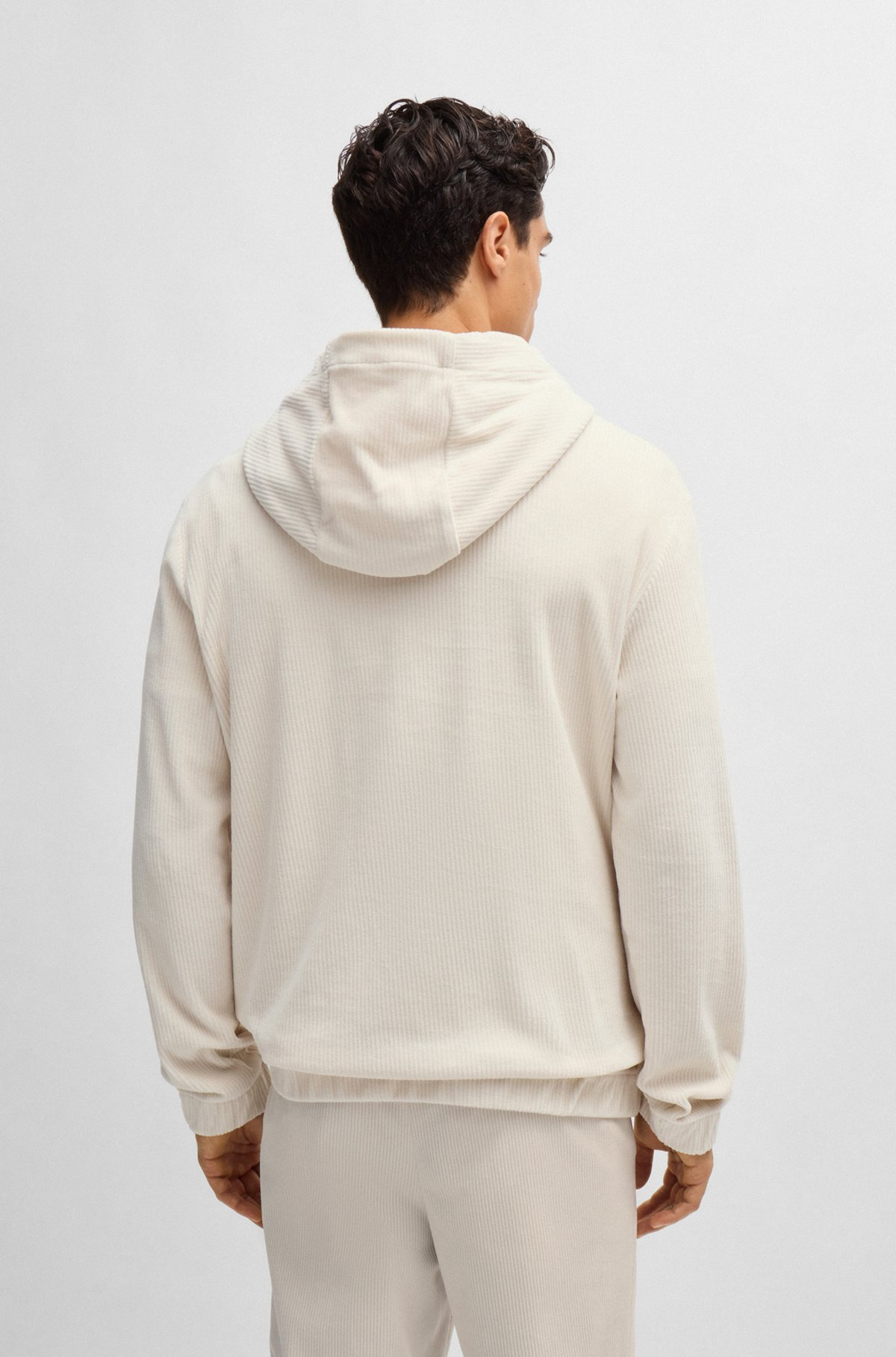 COTTON-CORDUROY HOODIE WITH PRESS-STUD HOOD - 5