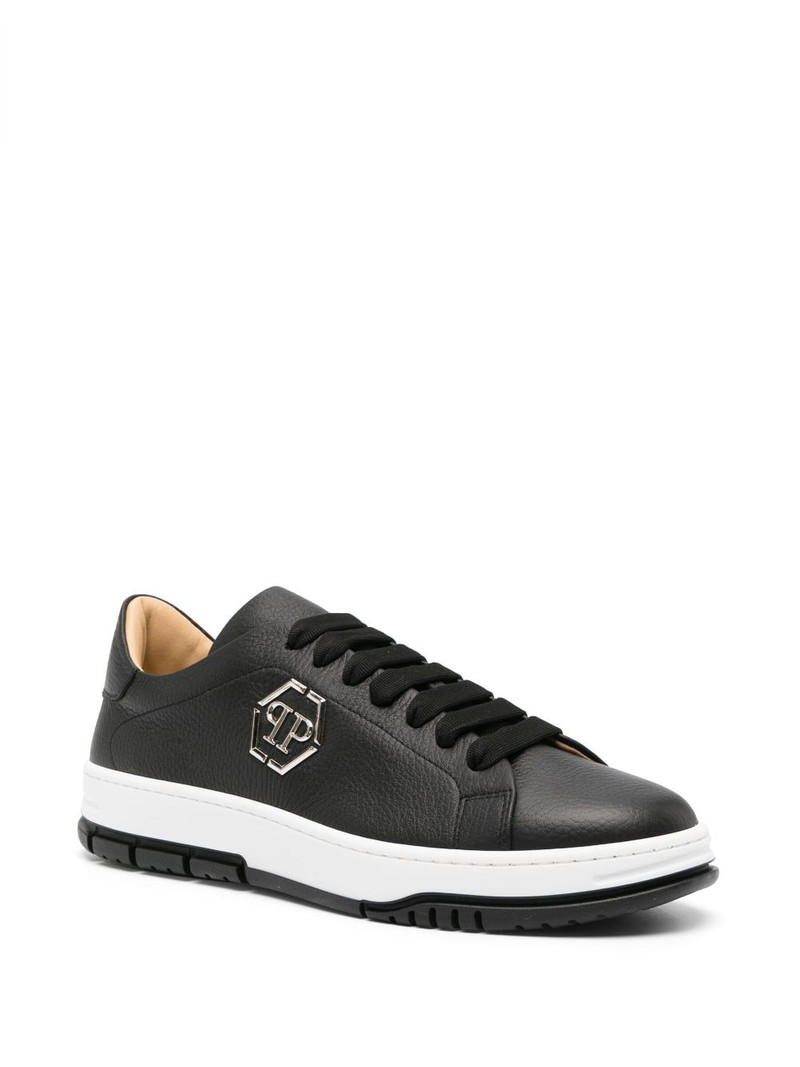 PHILIPP PLEIN logo-plaque pebbled leather sneakers outlook