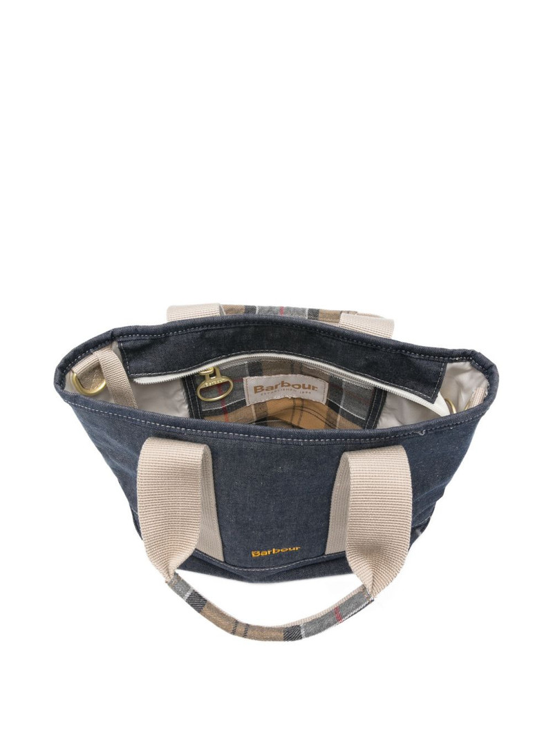 mini Mya tartan-detail denim tote bag 5