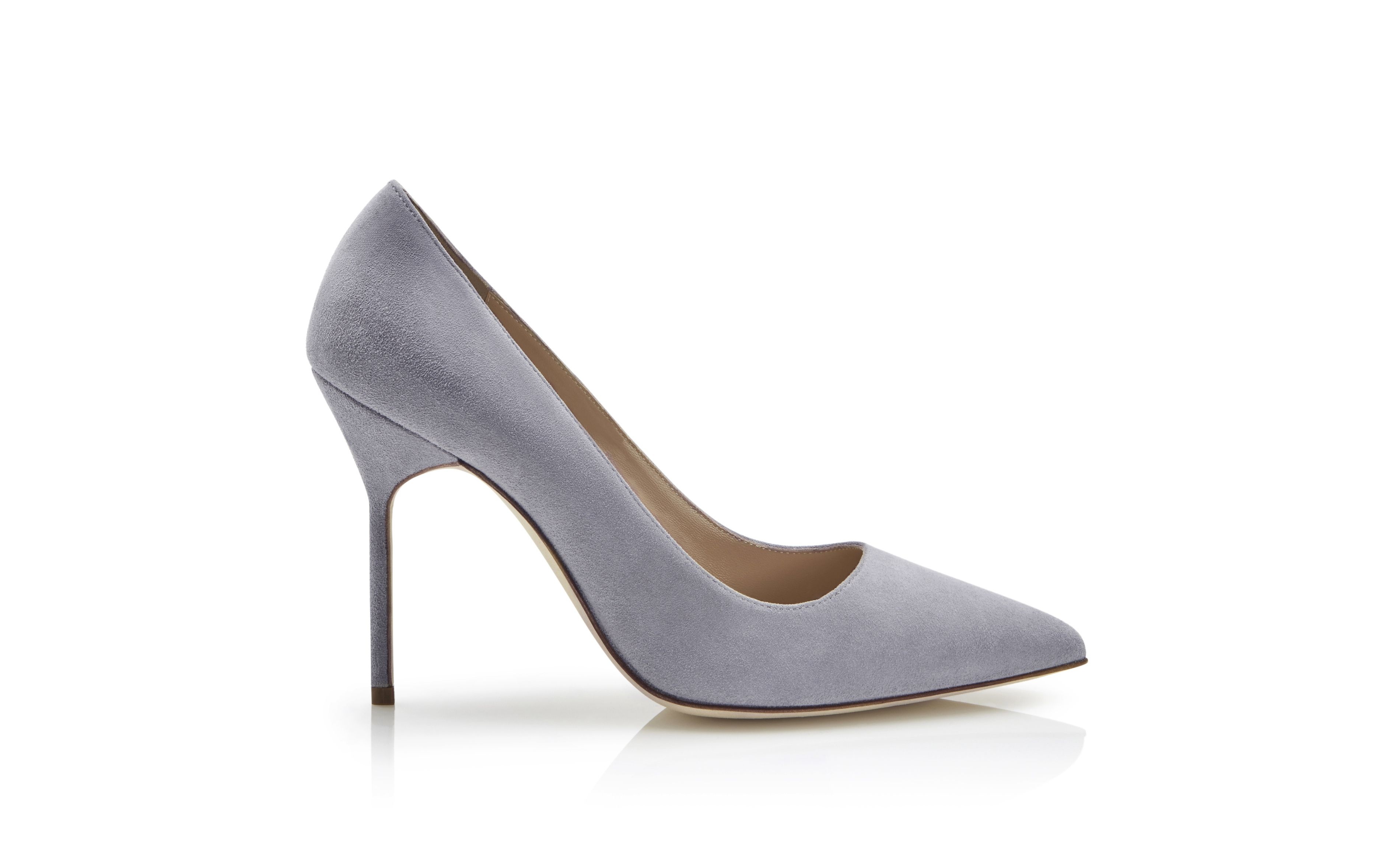 Light Grey Suede Pointed Toe Pumps - 1