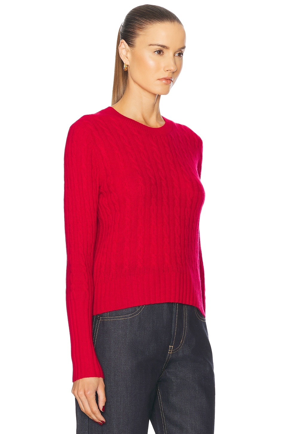 Cable Shrunken Cashmere Crew Sweater - 2