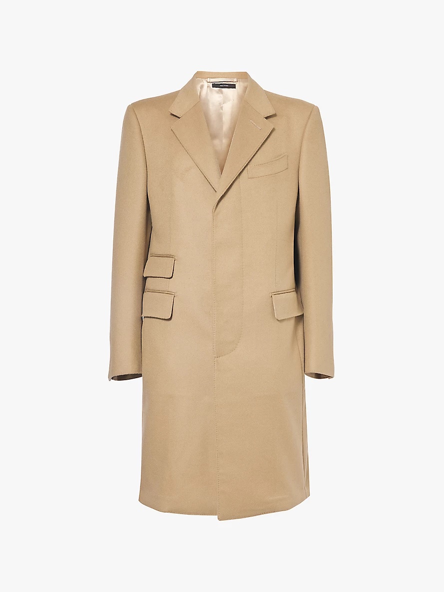 Single-breasted notched-lapel wool-blend coat - 1