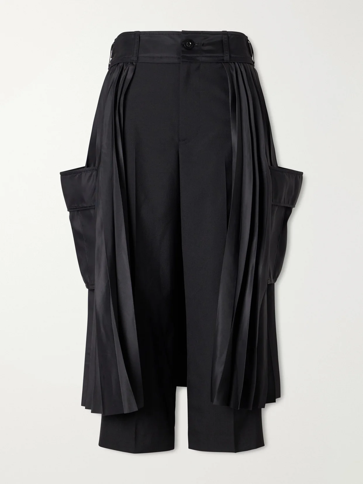 Pleated Twill Wide-leg Shorts - 1