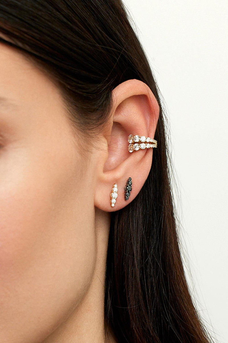MELISSA KAYE Aria Graduated Stud Earrings - White Gold outlook