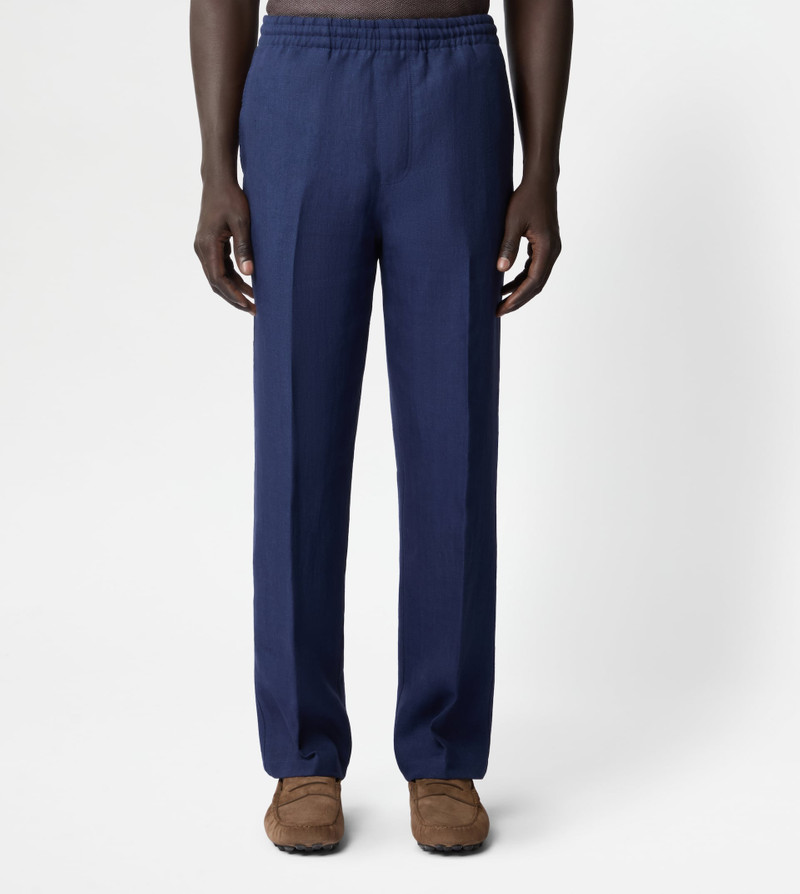 Tod's PANTS IN LINEN WITH DRAWSTRING - BLUE outlook