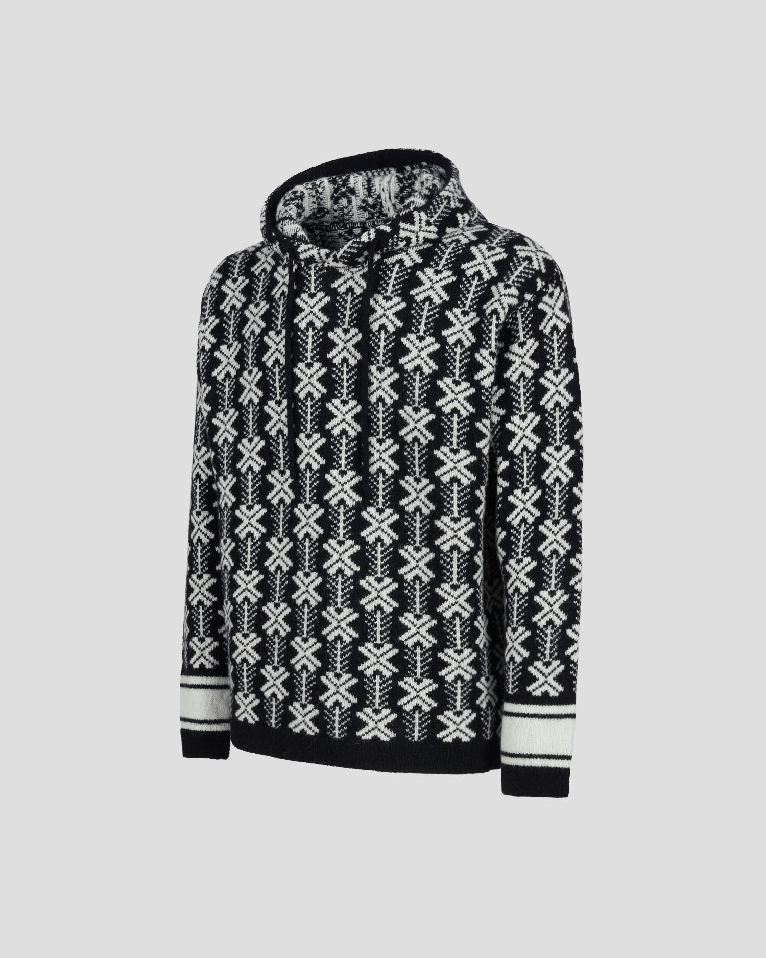 Wool Jacquard Logo Hooded Knit - 8