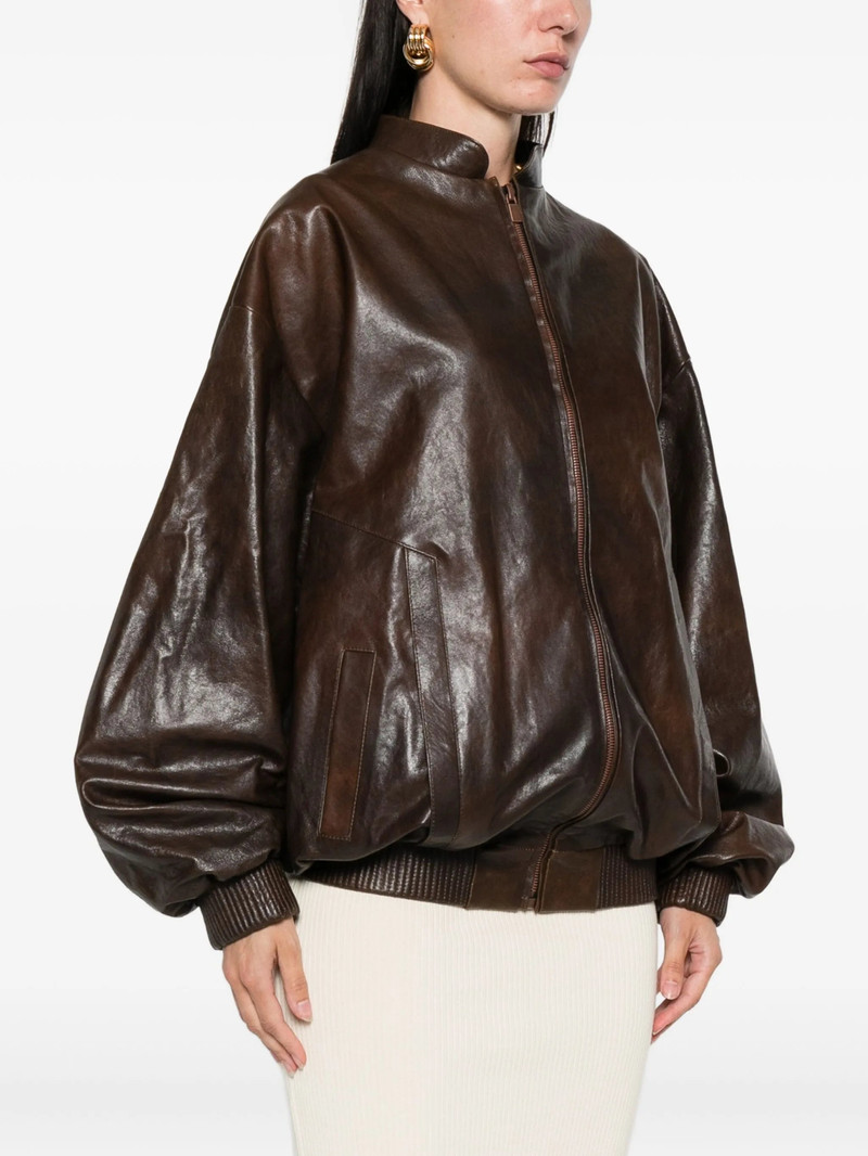 MAGDA BUTRYM Magda Butrym Zip-front Leather Bomber Jacket outlook