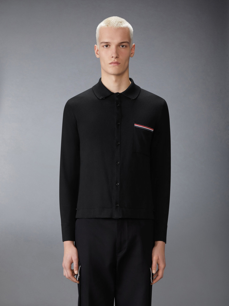 Thom Browne MERINO WOOL JERSEY STITCH LONG SLEEVE SHIRT outlook