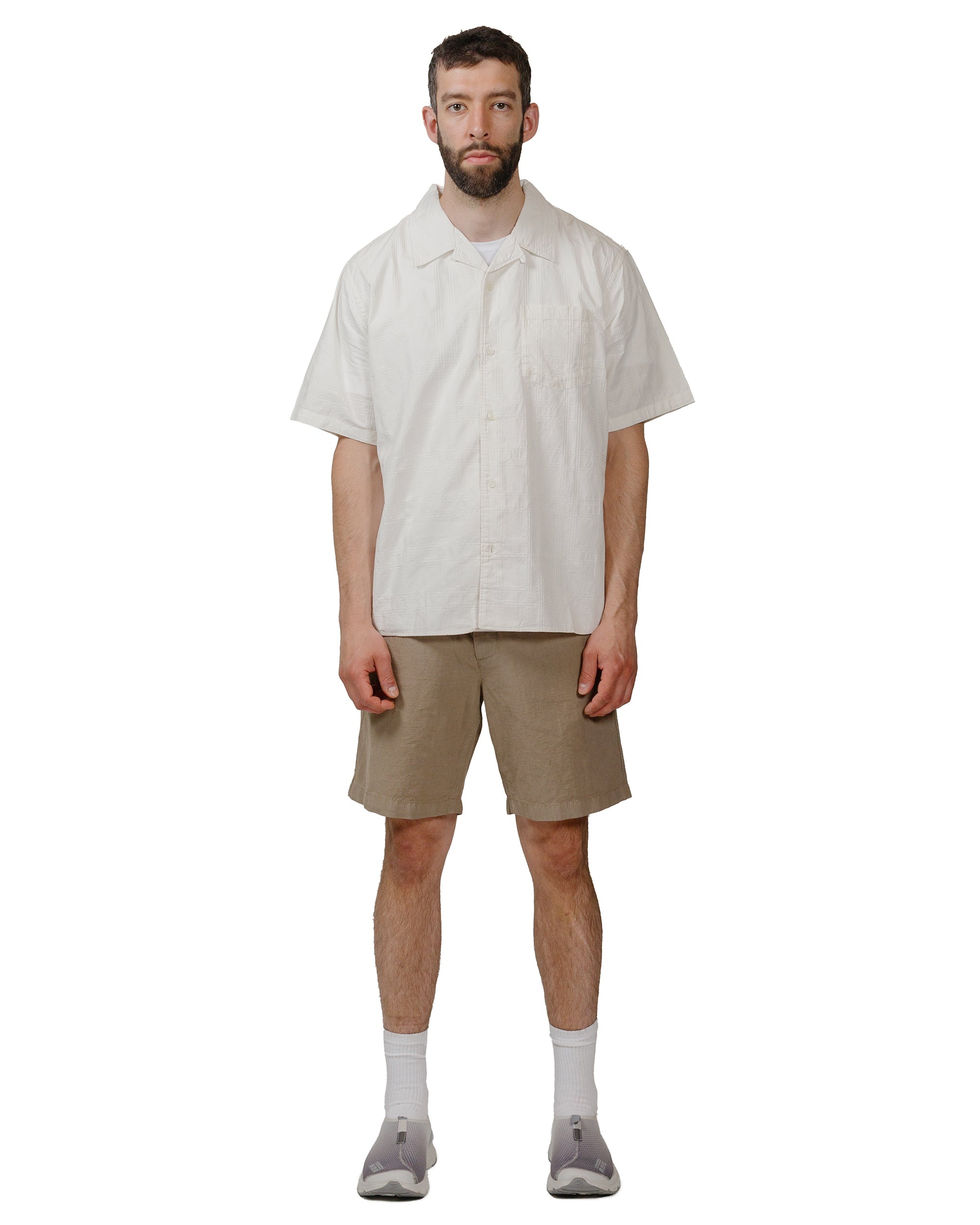 Carsten Relaxed Dobby Check Shirt Ecru - 4