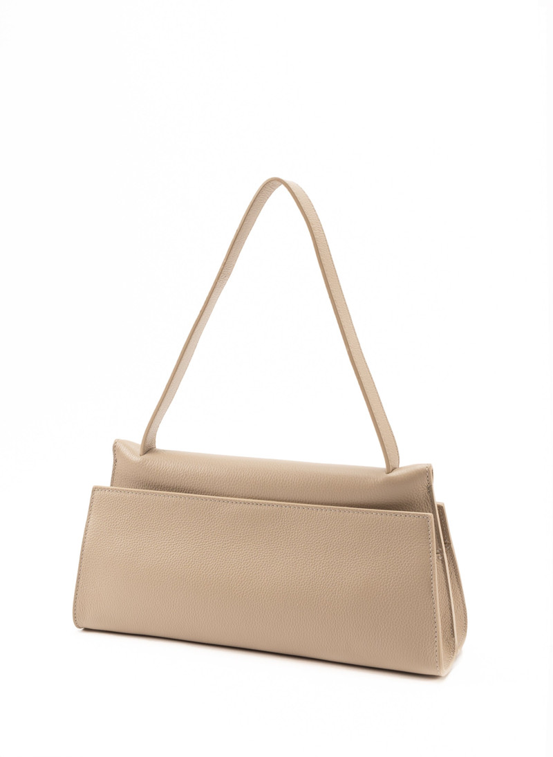 Long Papillon Pebbled Leather Taupe 3