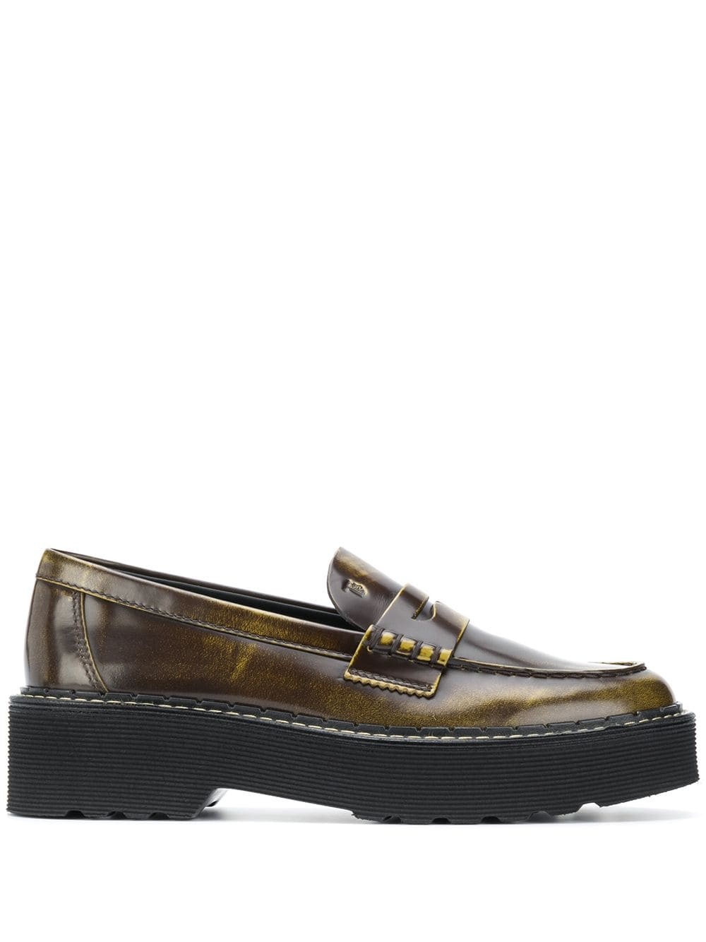 bleached effect leather loafers - 1