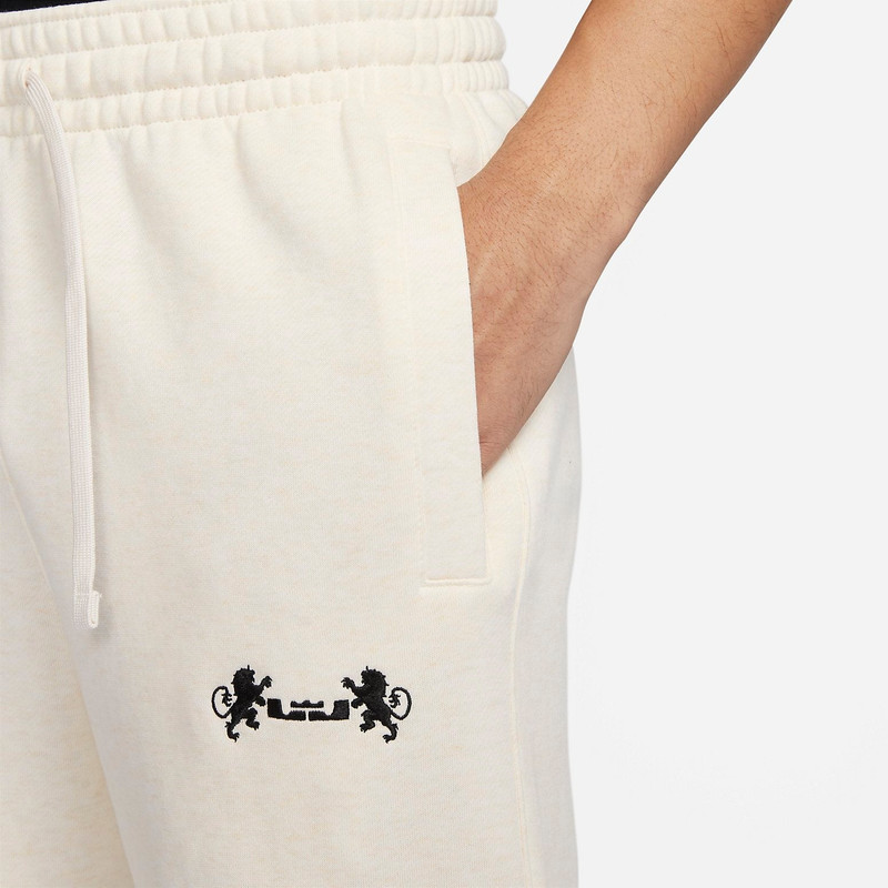 Nike Nike LeBron Open Hem Fleece Trousers 'Beige Heather Black' FB7128-027 outlook