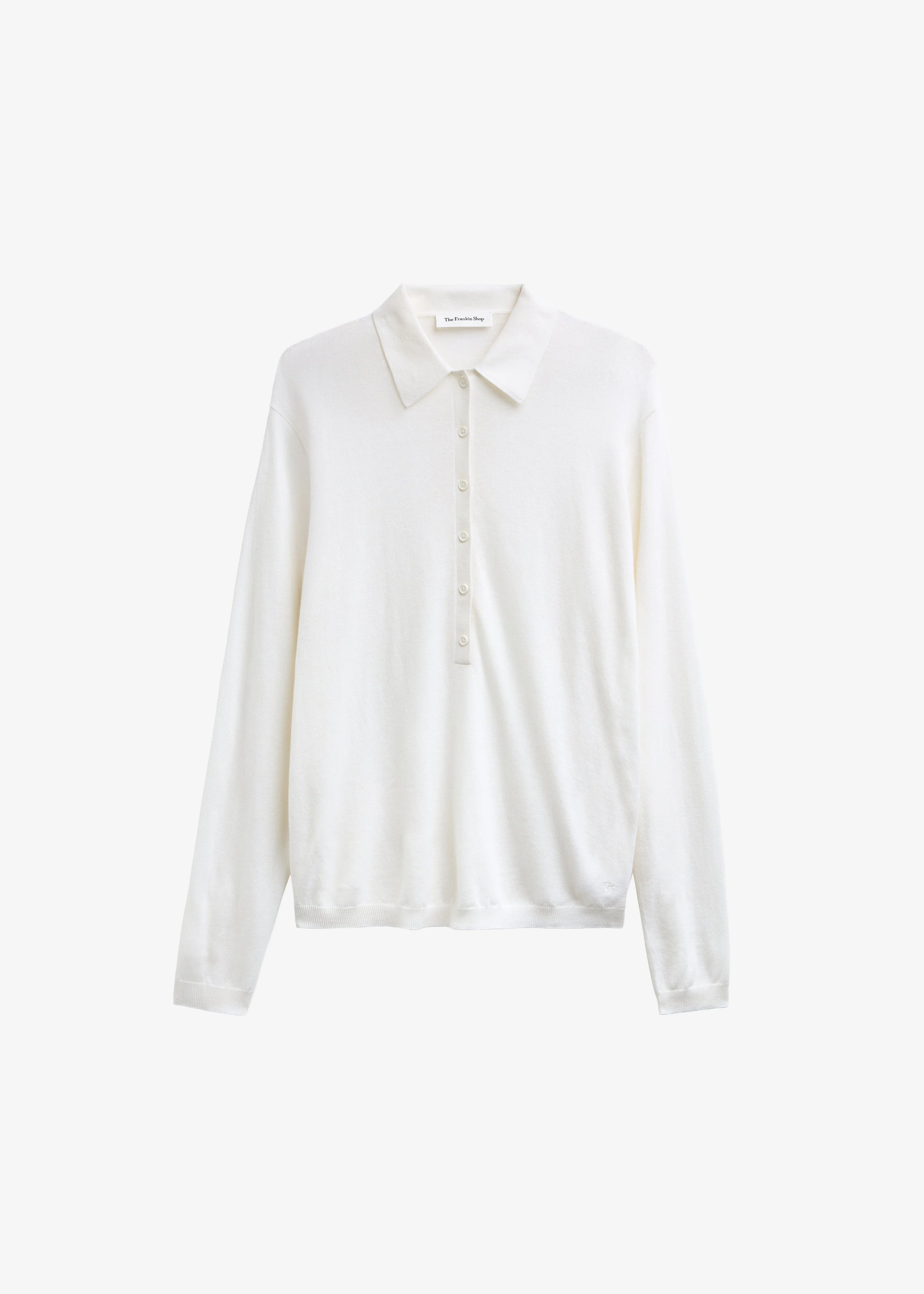 Tala Knit V-Neck Polo - White - 1