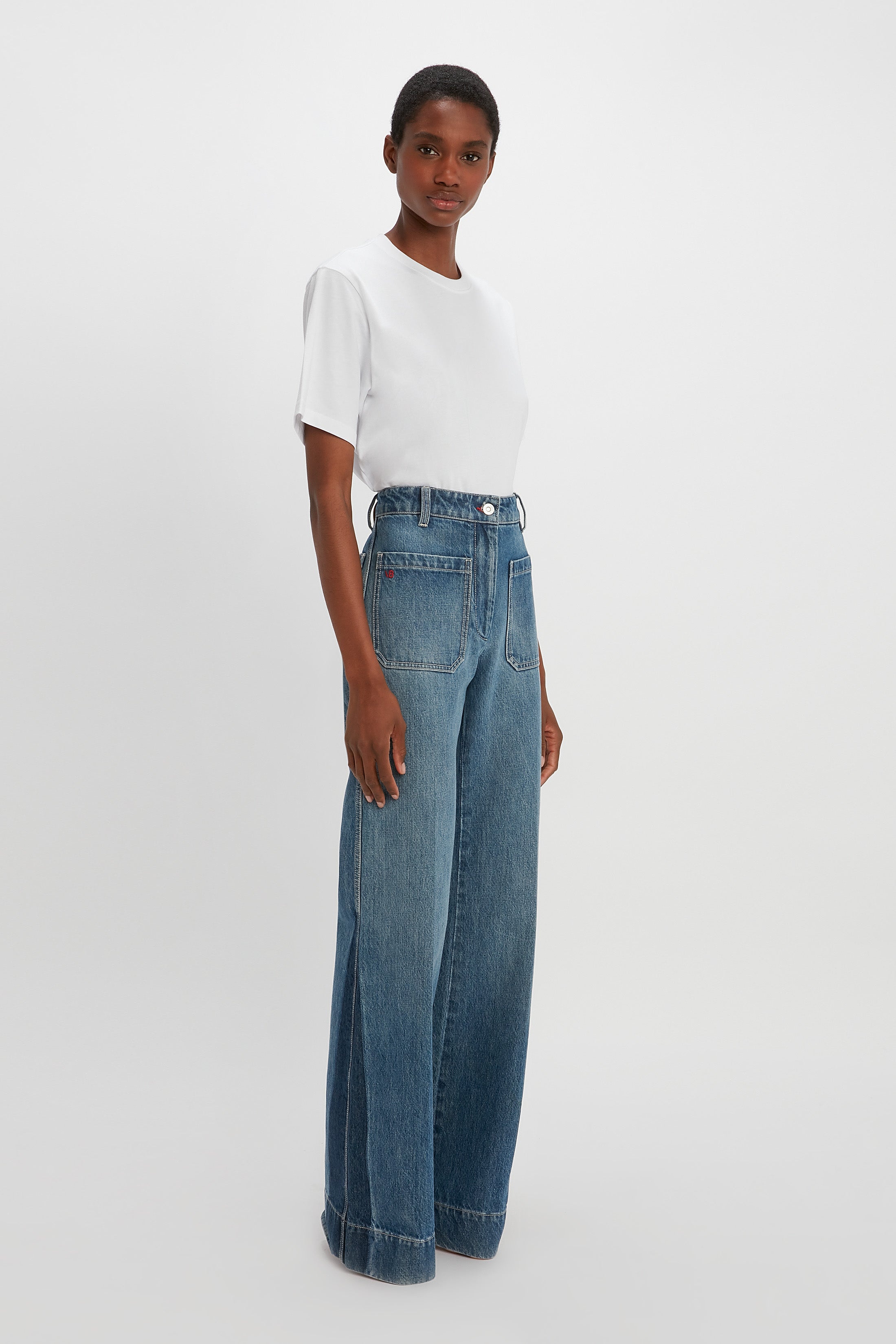 Alina High Waisted Patch Pocket Jean In 70s Wash