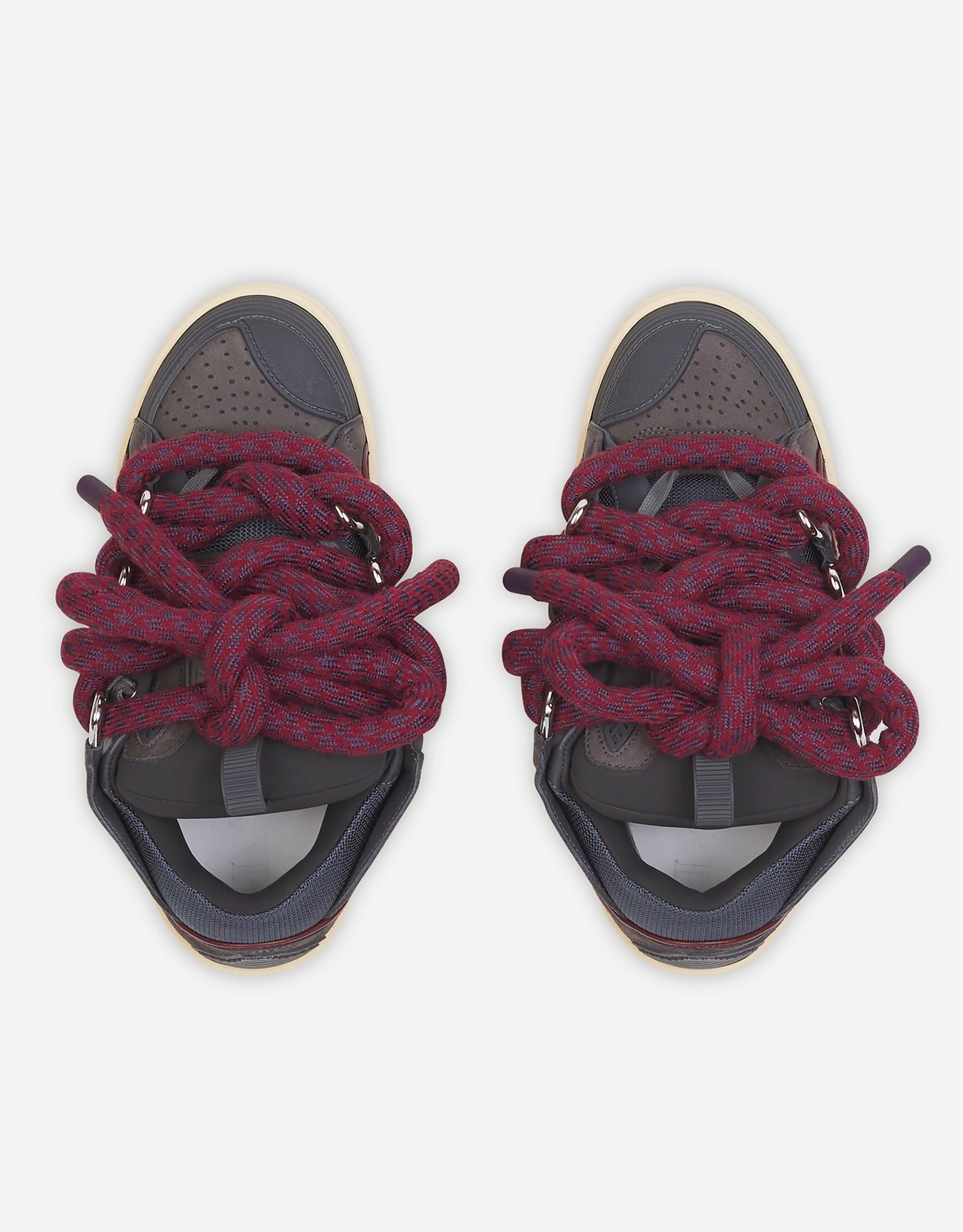 Lanvin CURB SNEAKERS IN LEATHER WITH SNAKE LACES in Shark Grey at Nordstrom - 9