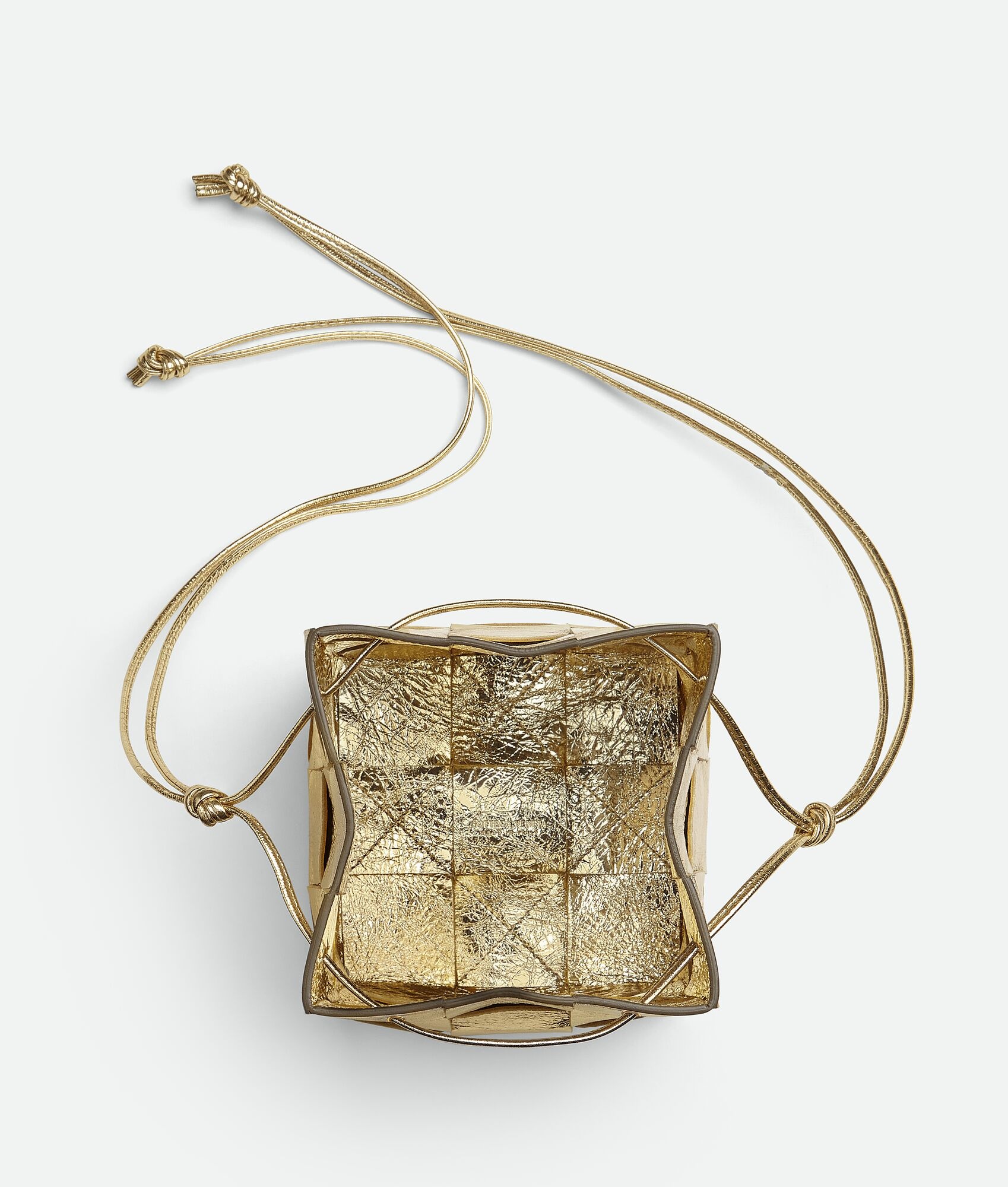 Bottega Veneta Cassette Small Leather Bucket Bag Supermoon/Gold