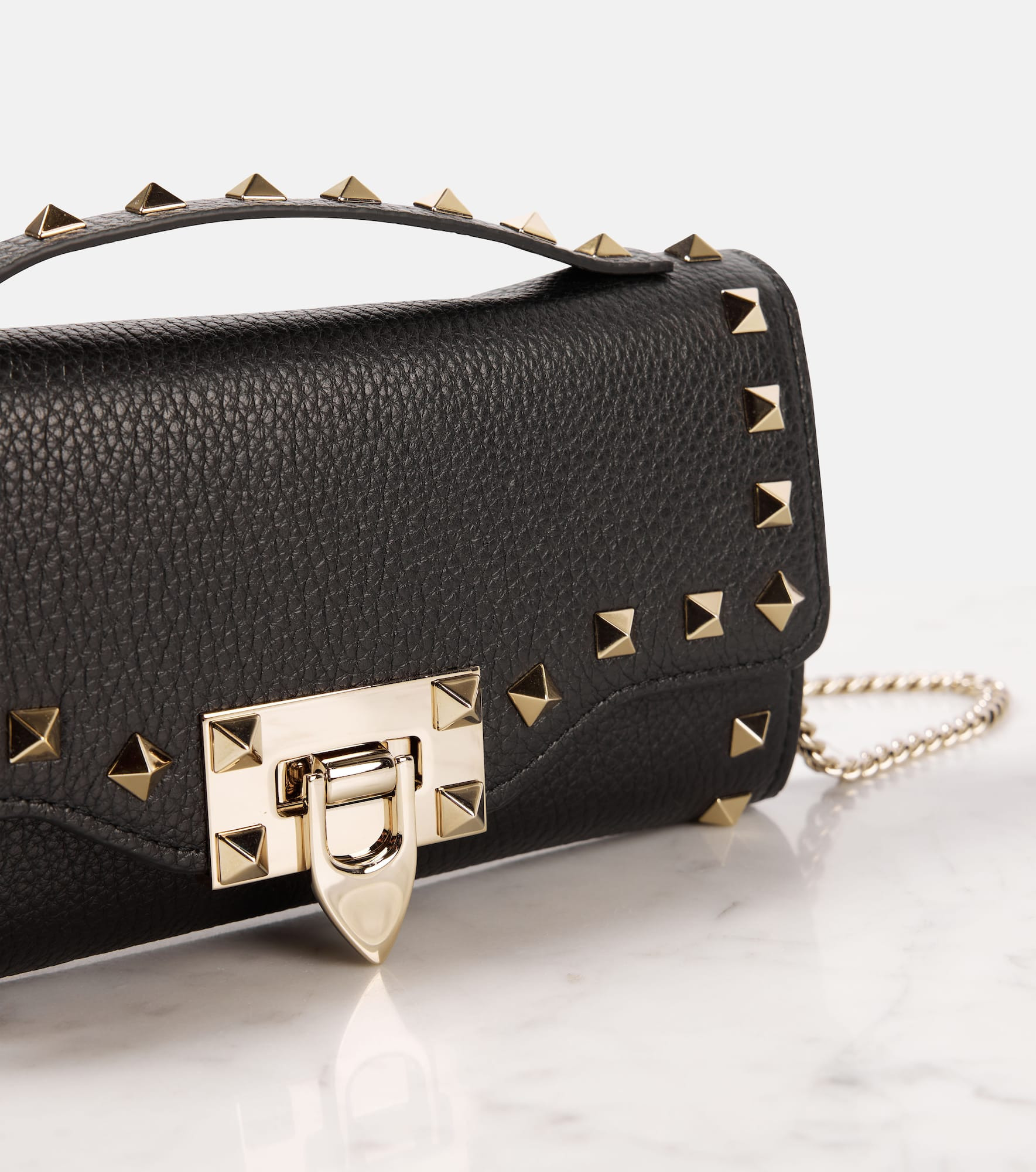 Rockstud Mini leather wallet on chain - 5