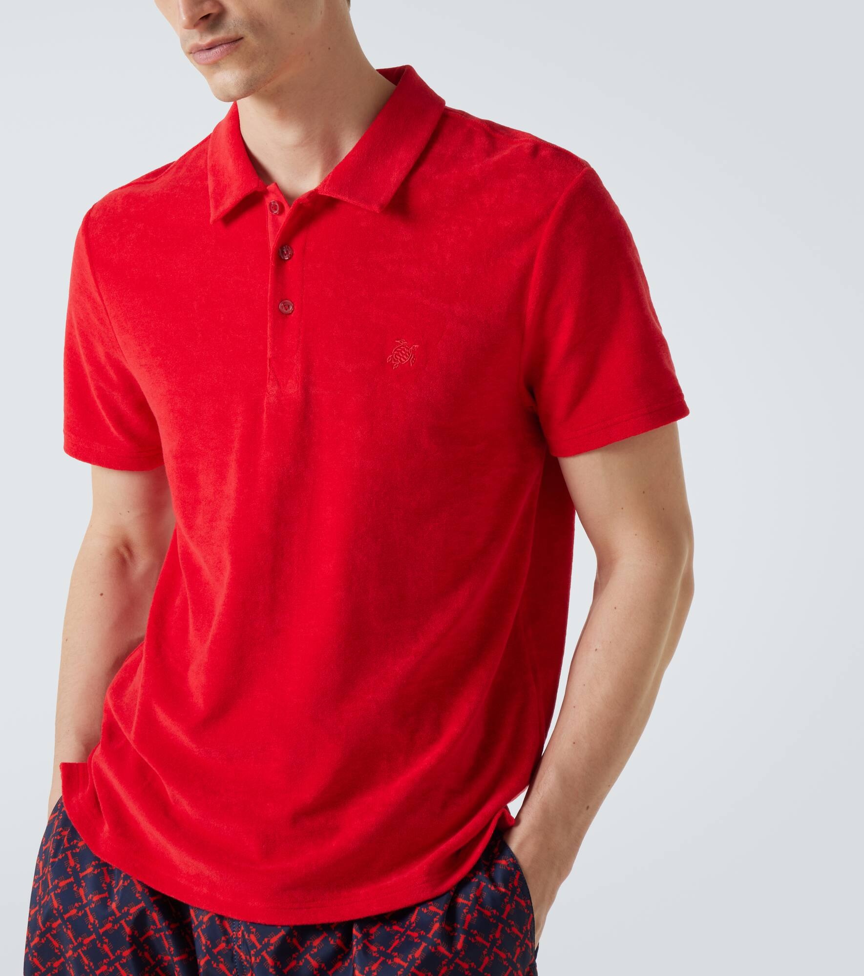 Cotton-blend terry polo shirt - 5