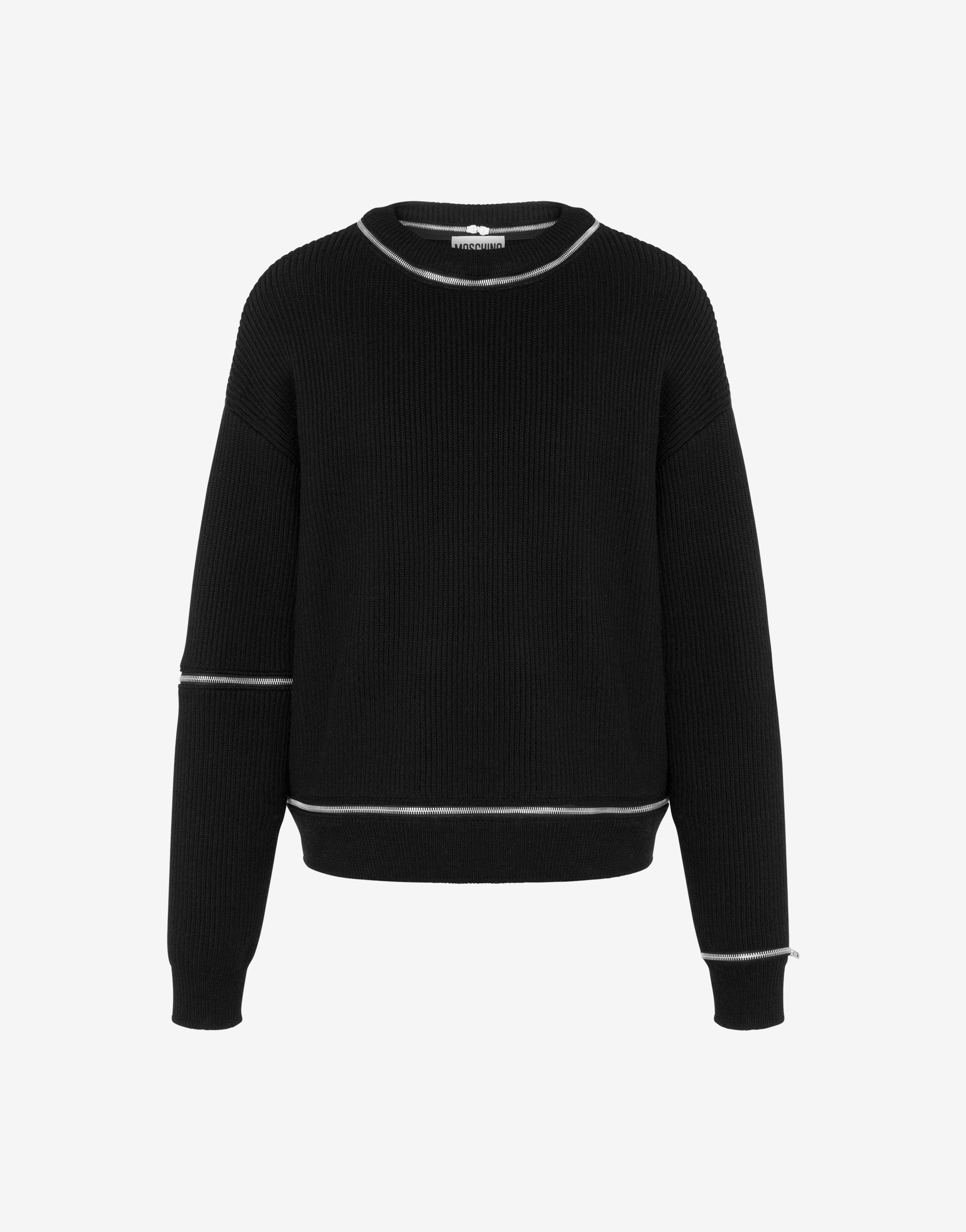 RIBBED WOOL JUMPER WITH ZIP - 1