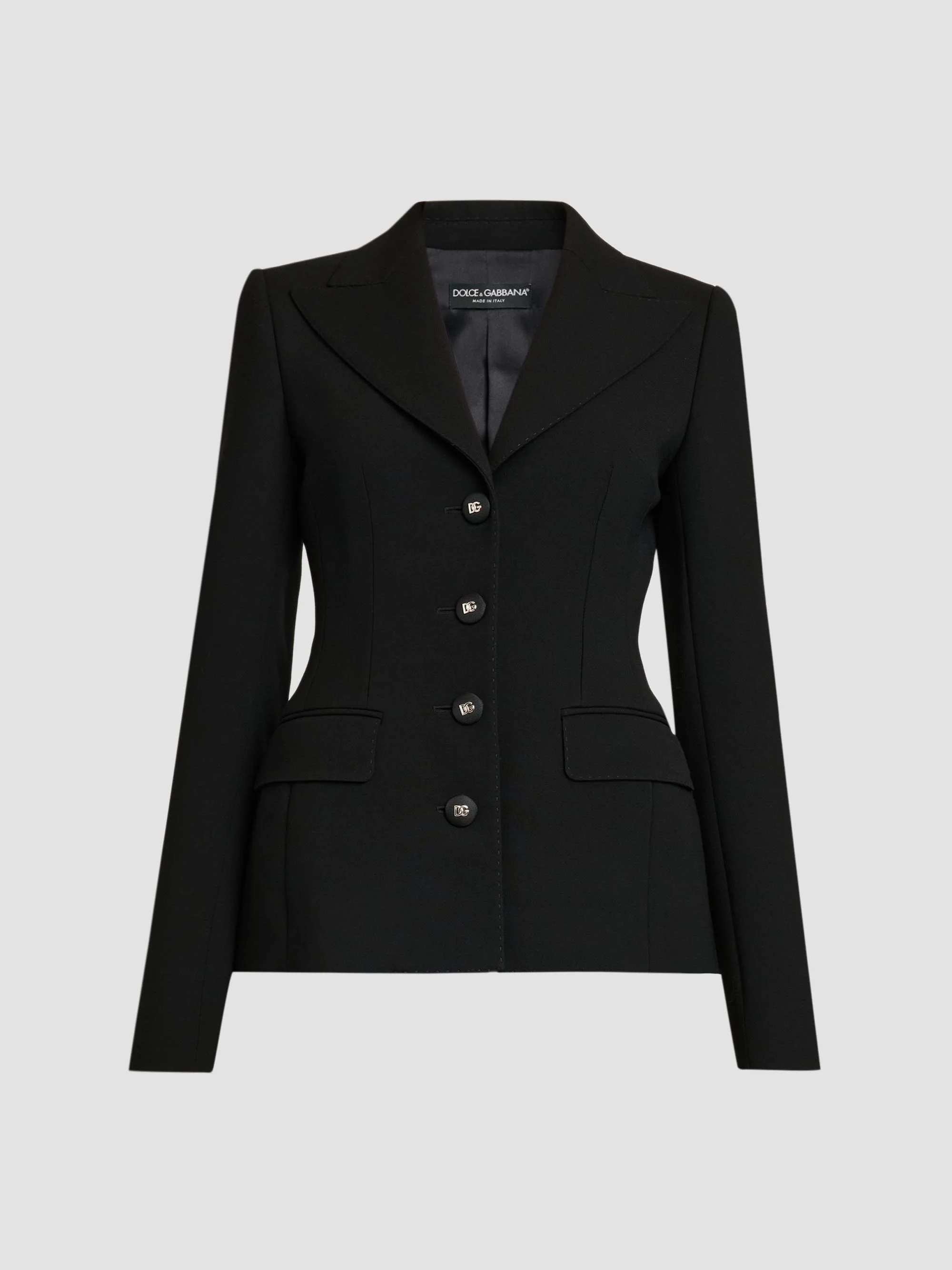 Women's Virgin Wool Tailored Single-Breasted Jacket - Nero - 1