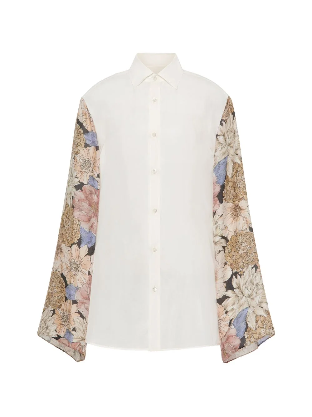 floral-sleeve shirt - 1