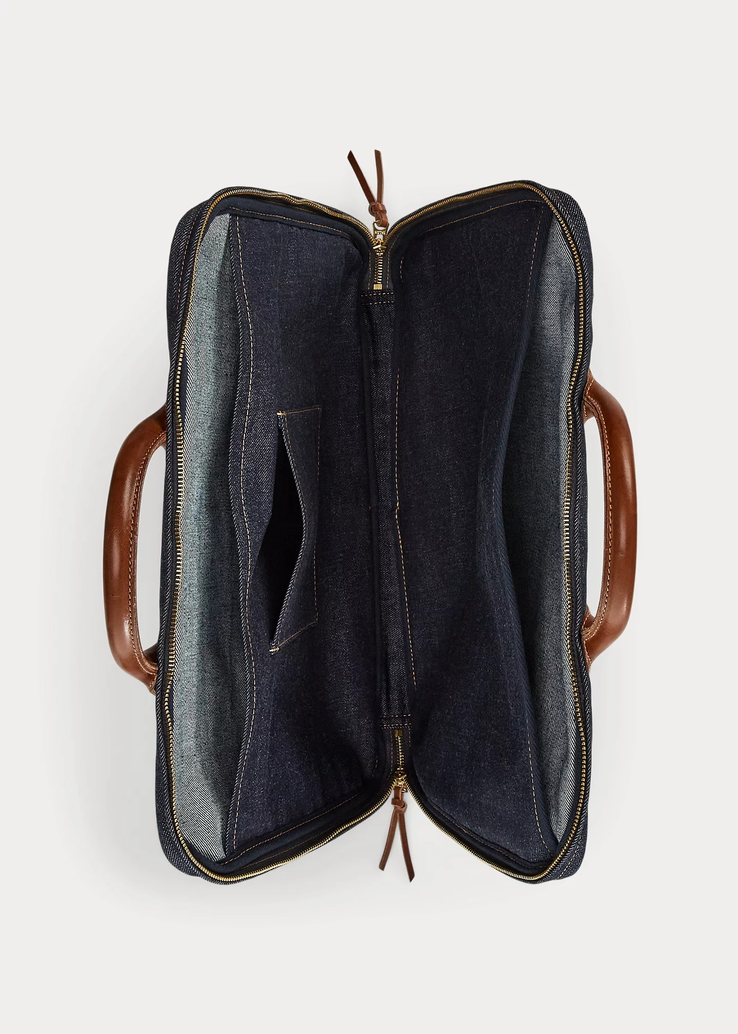 Leather-Trim Denim Briefcase - 4