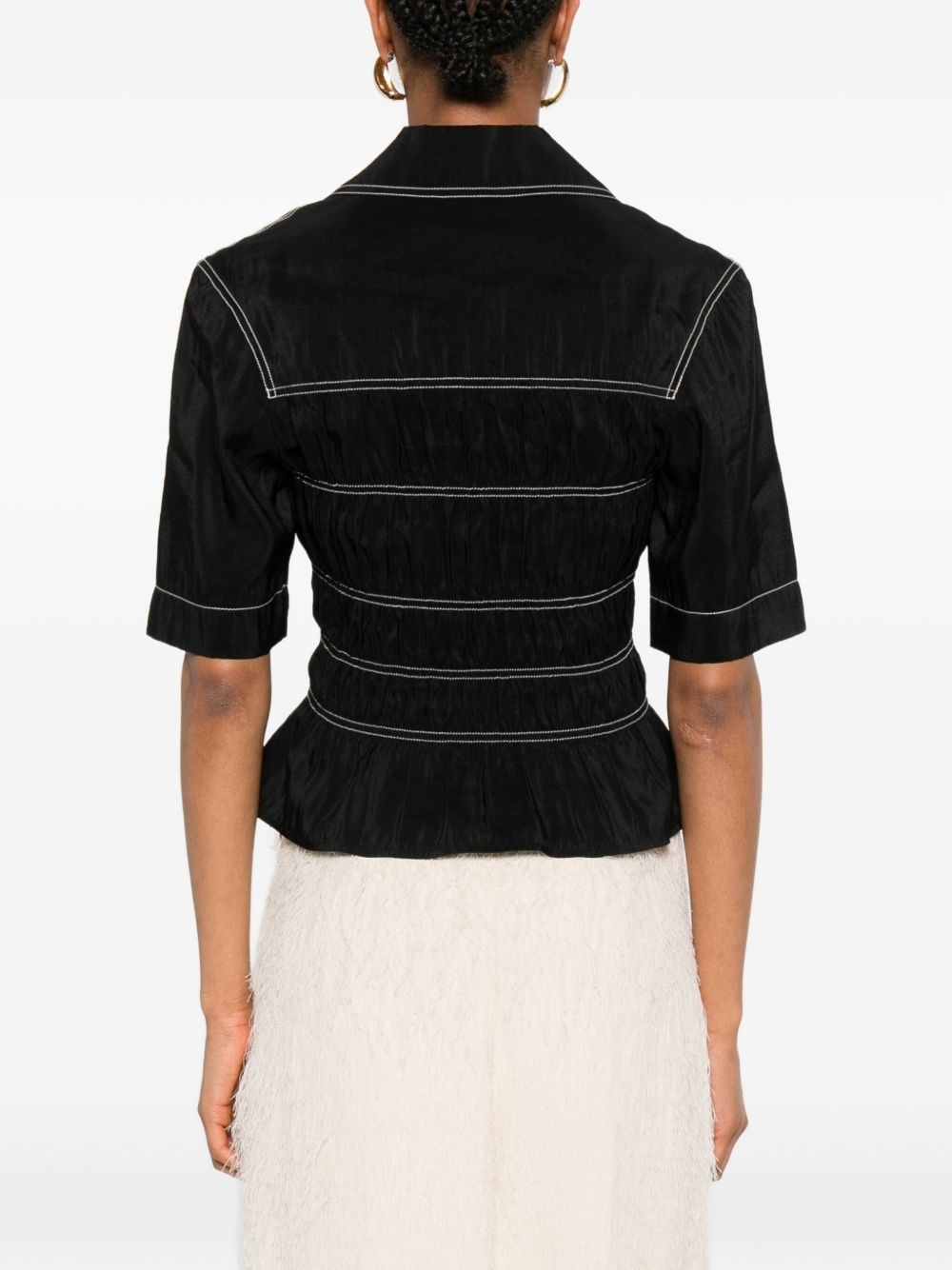 smocked-detail shirt - 4