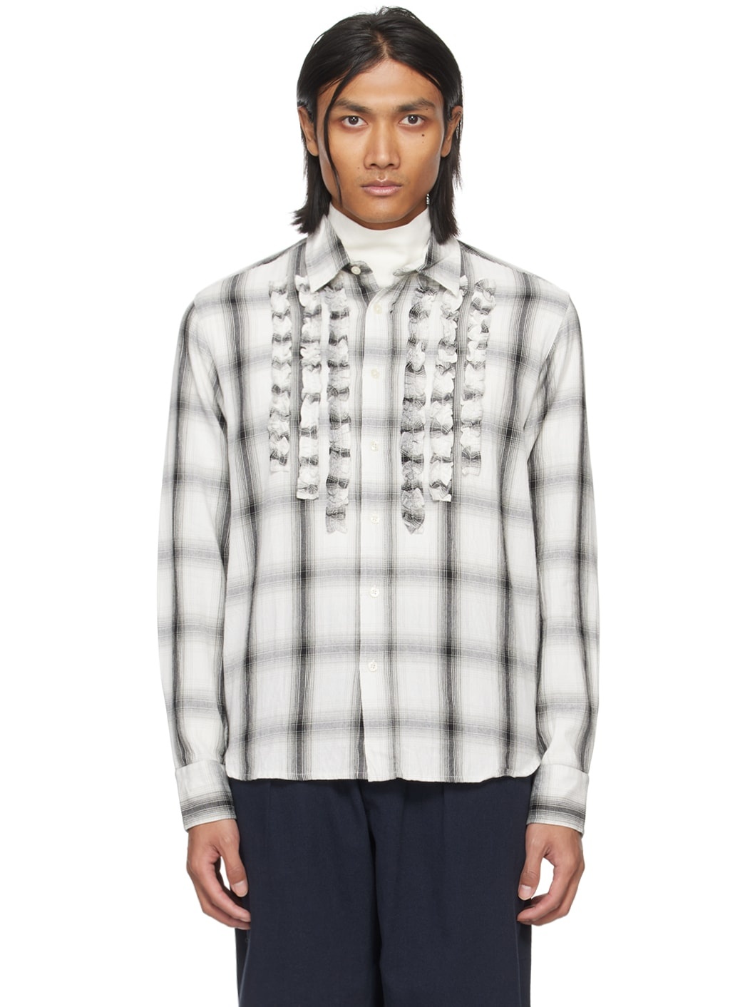 White & Black Frill Shirt - 1
