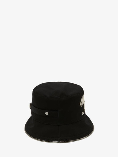 Alexander McQueen Blake Illustration Bucket Hat in Black/ivory outlook