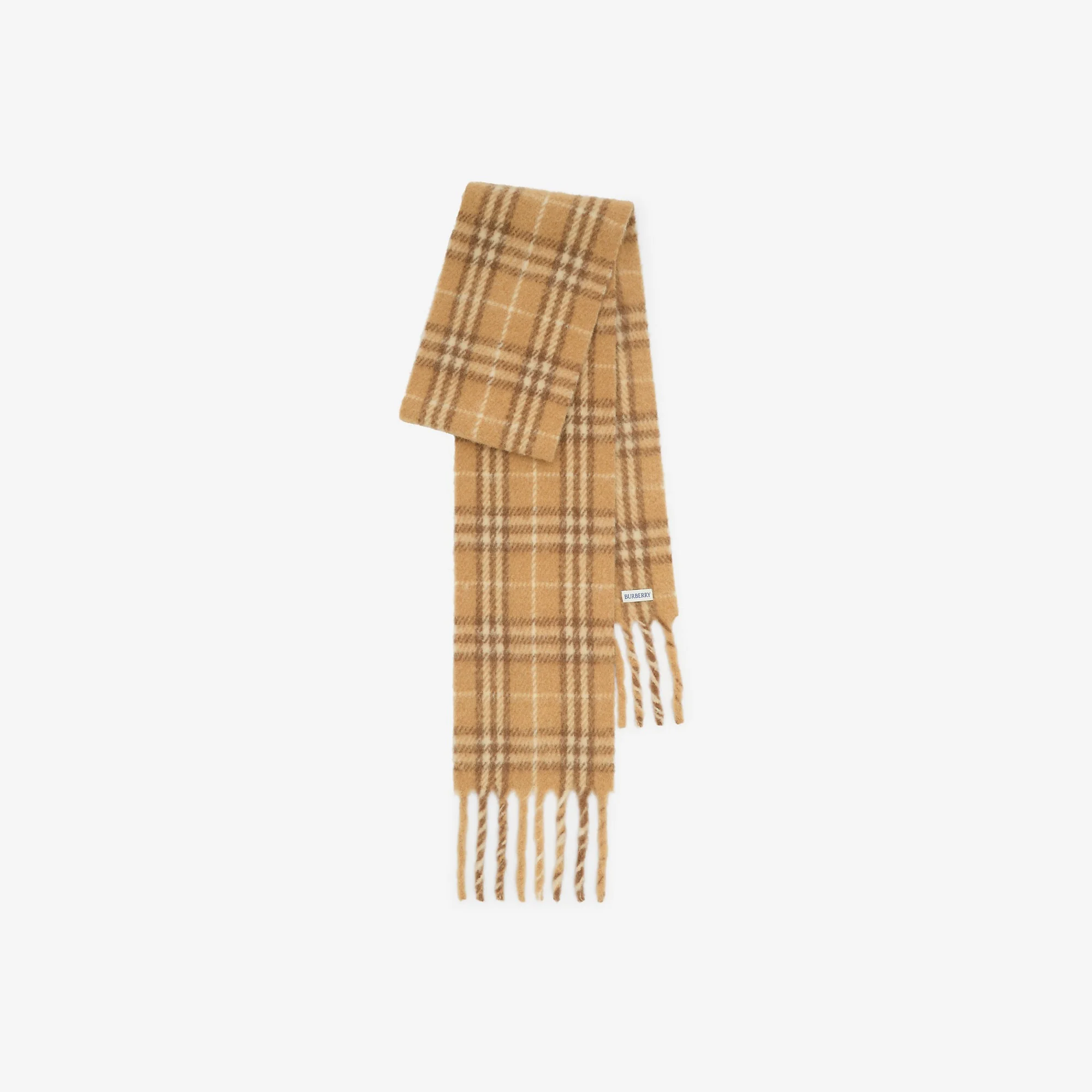 Narrow Check Alpaca Wool Blend Scarf - 1