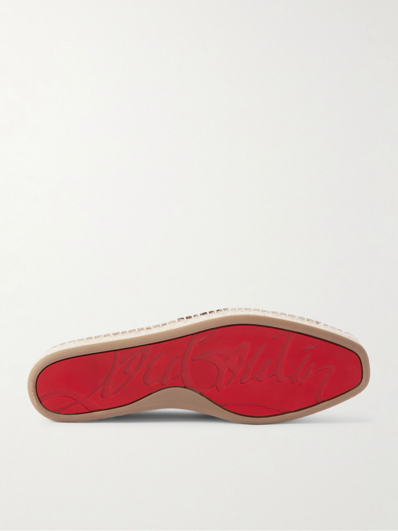 Christian Louboutin Alfarica Logo-Embellished Leather and Grosgrain-Trimmed Suede Espadrilles Beige outlook