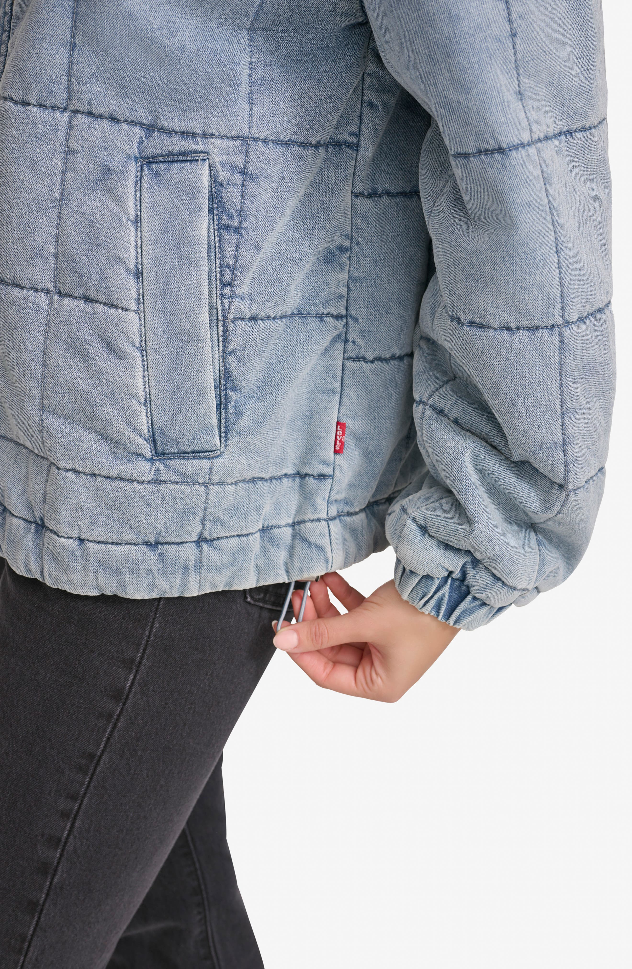 levi's Box Quilted Water Resistant Cotton Jacket in Light Wash Denim at Nordstrom - 3