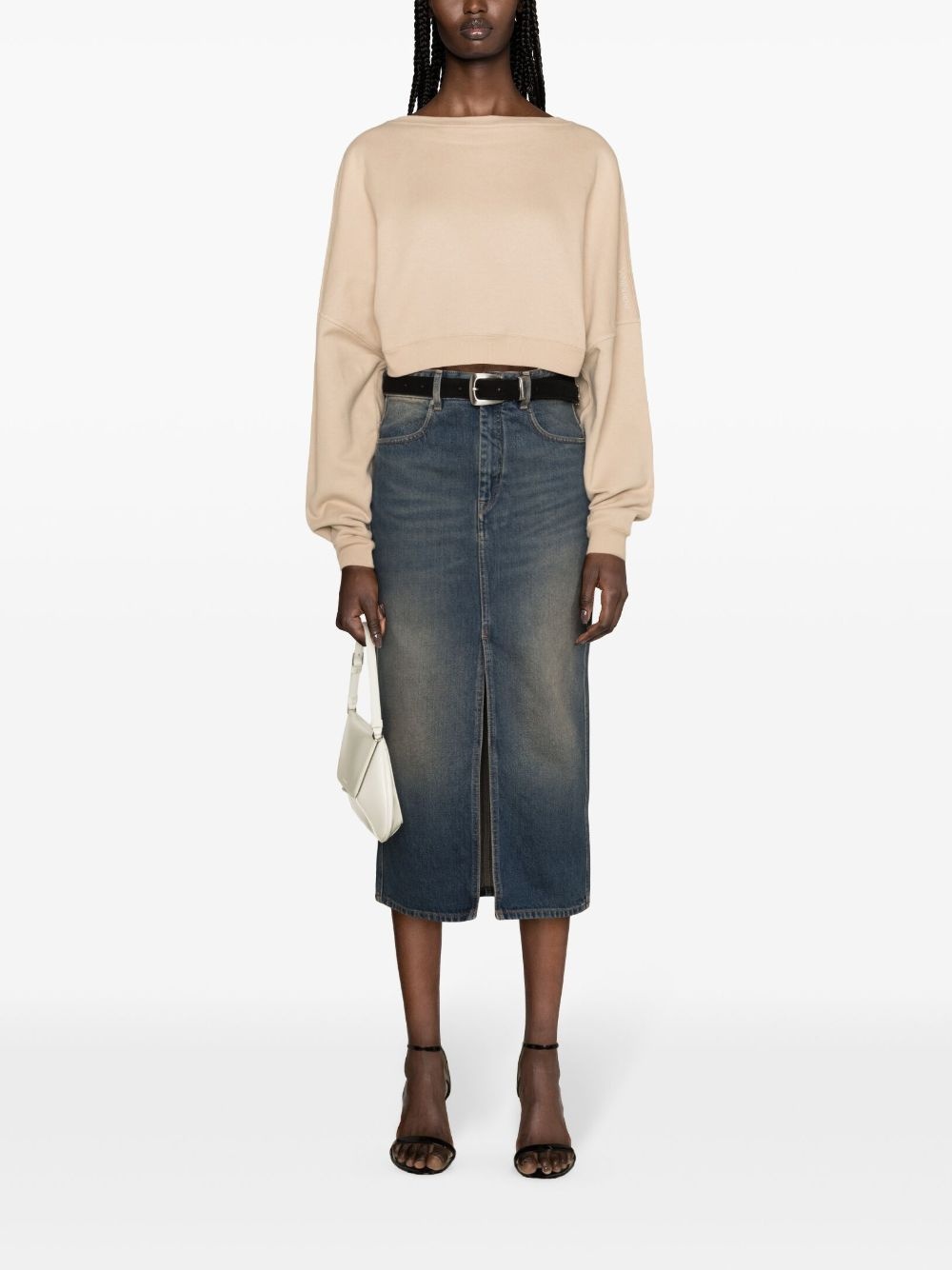 logo-embroidered cropped sweatshirt - 2
