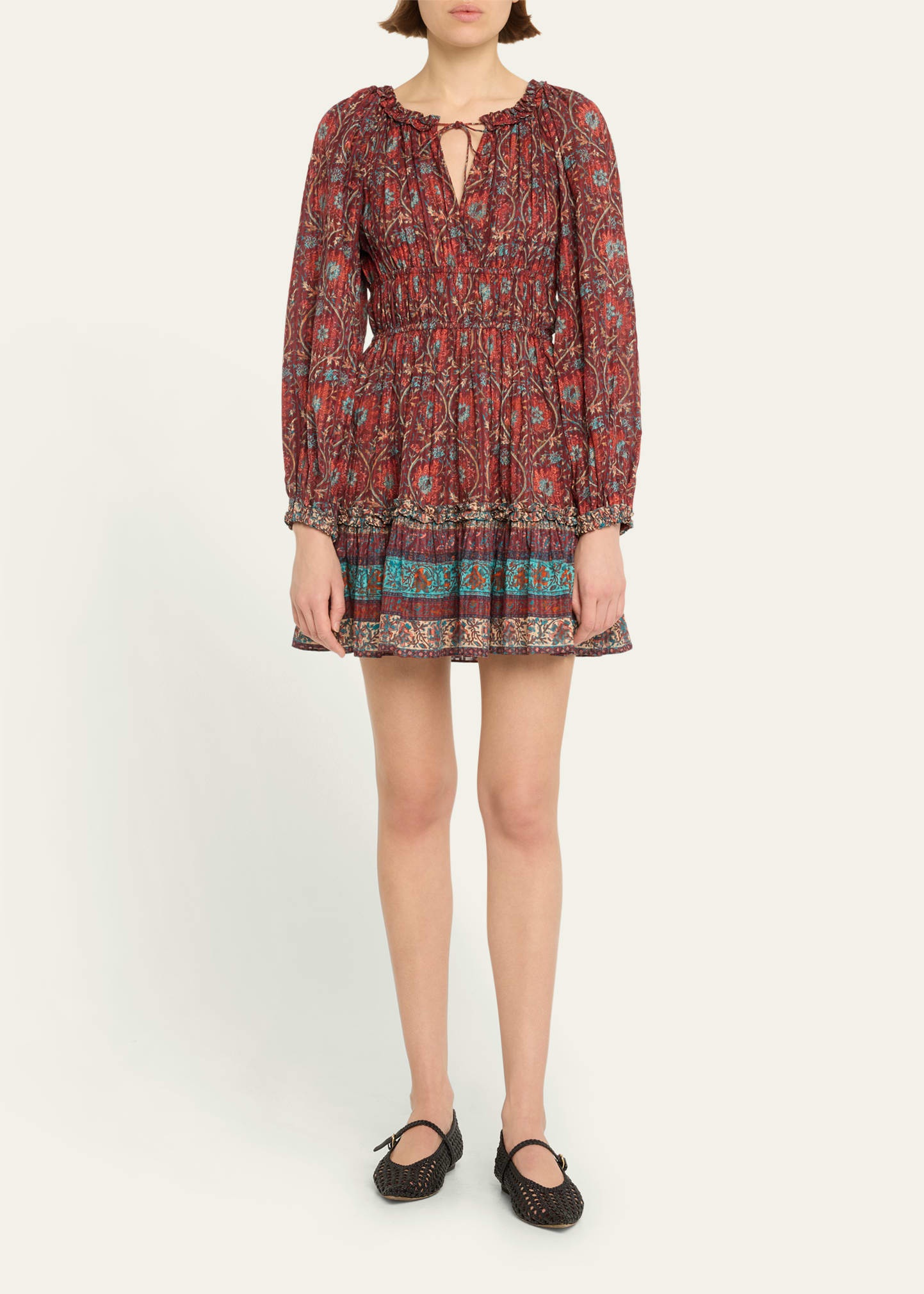 Val Printed Long-Sleeve Mini Dress - 2