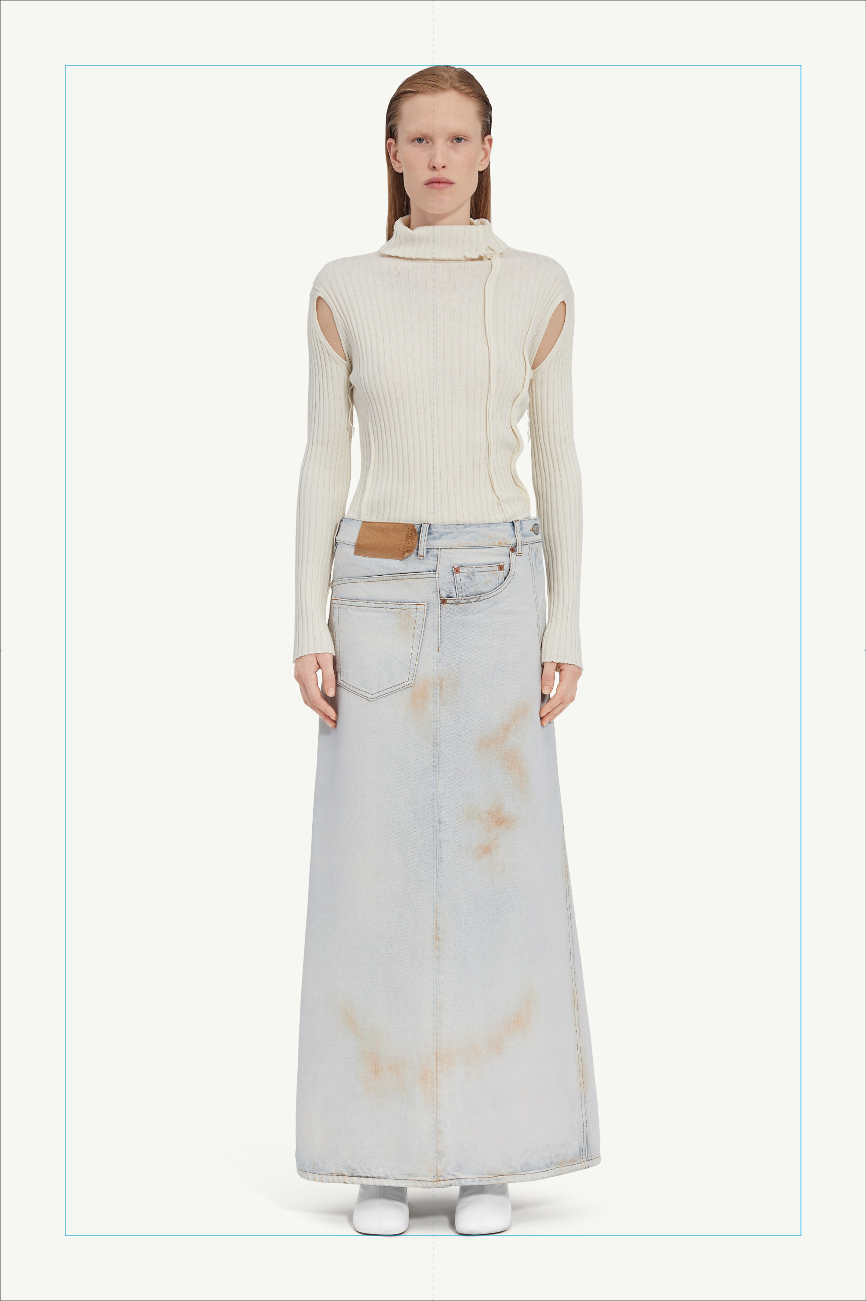 Distressed denim maxi skirt - 6