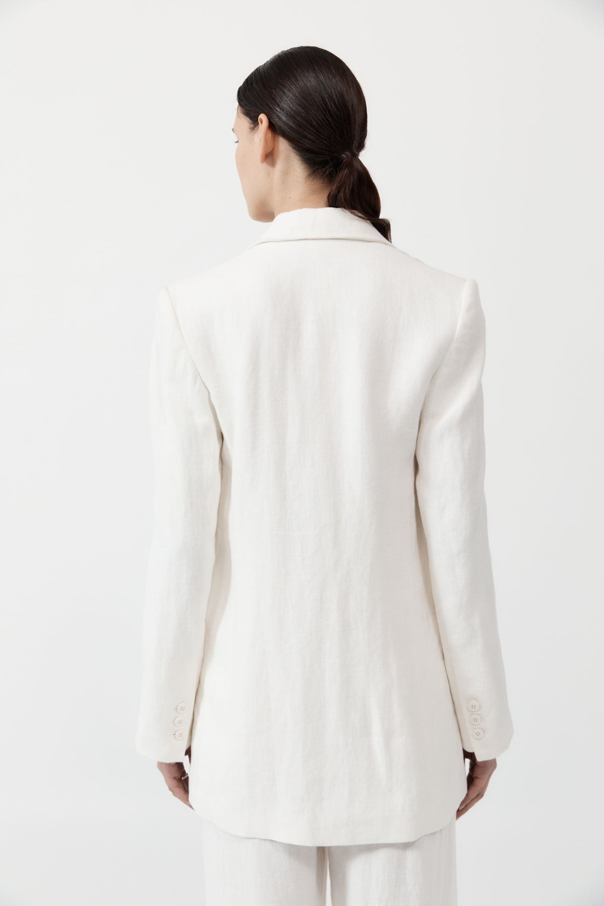 Tailored Linen Blazer - Ivory - 5