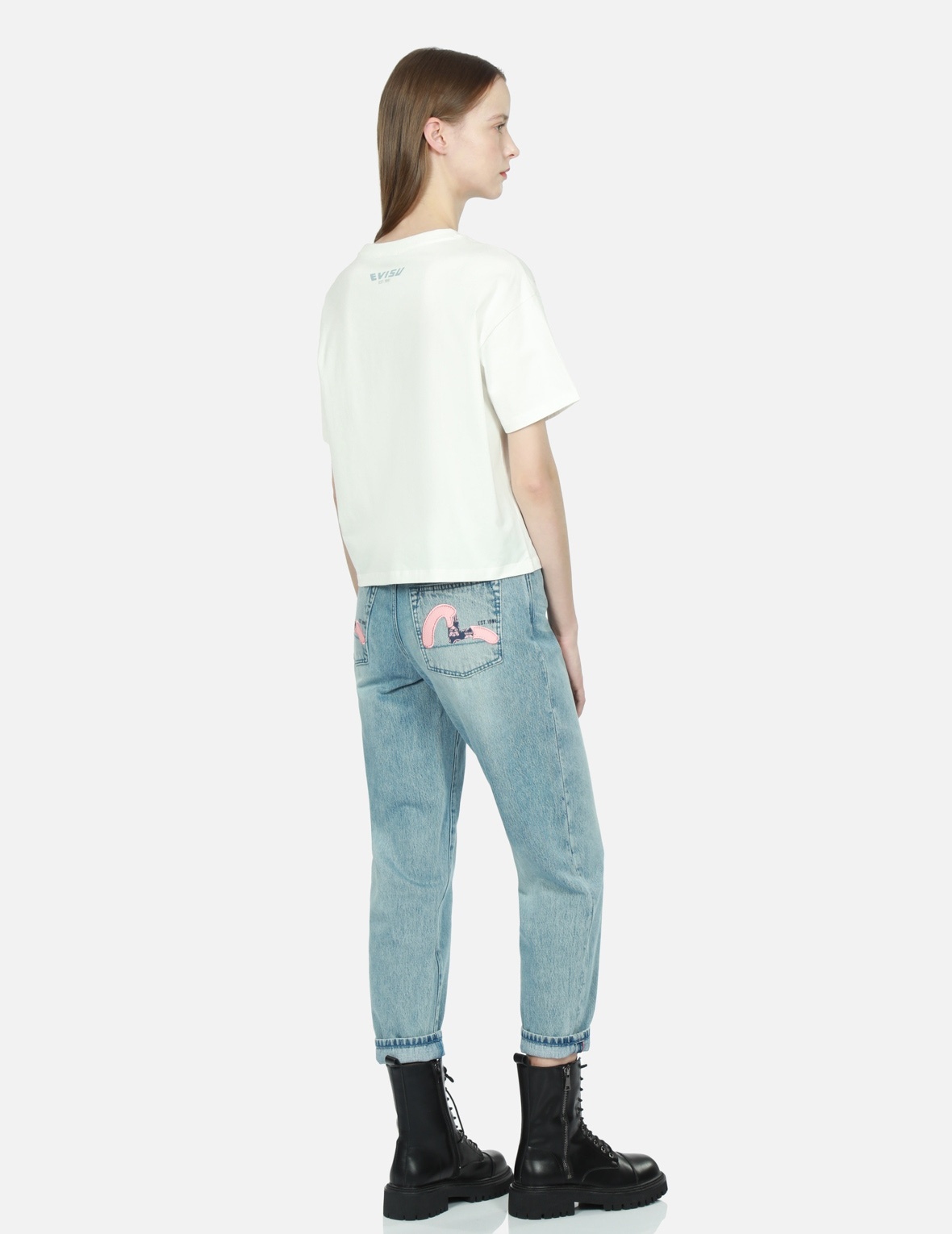 SEAGULL PRINT AND EMBROIDERY TAPER-FIT JEANS - 3